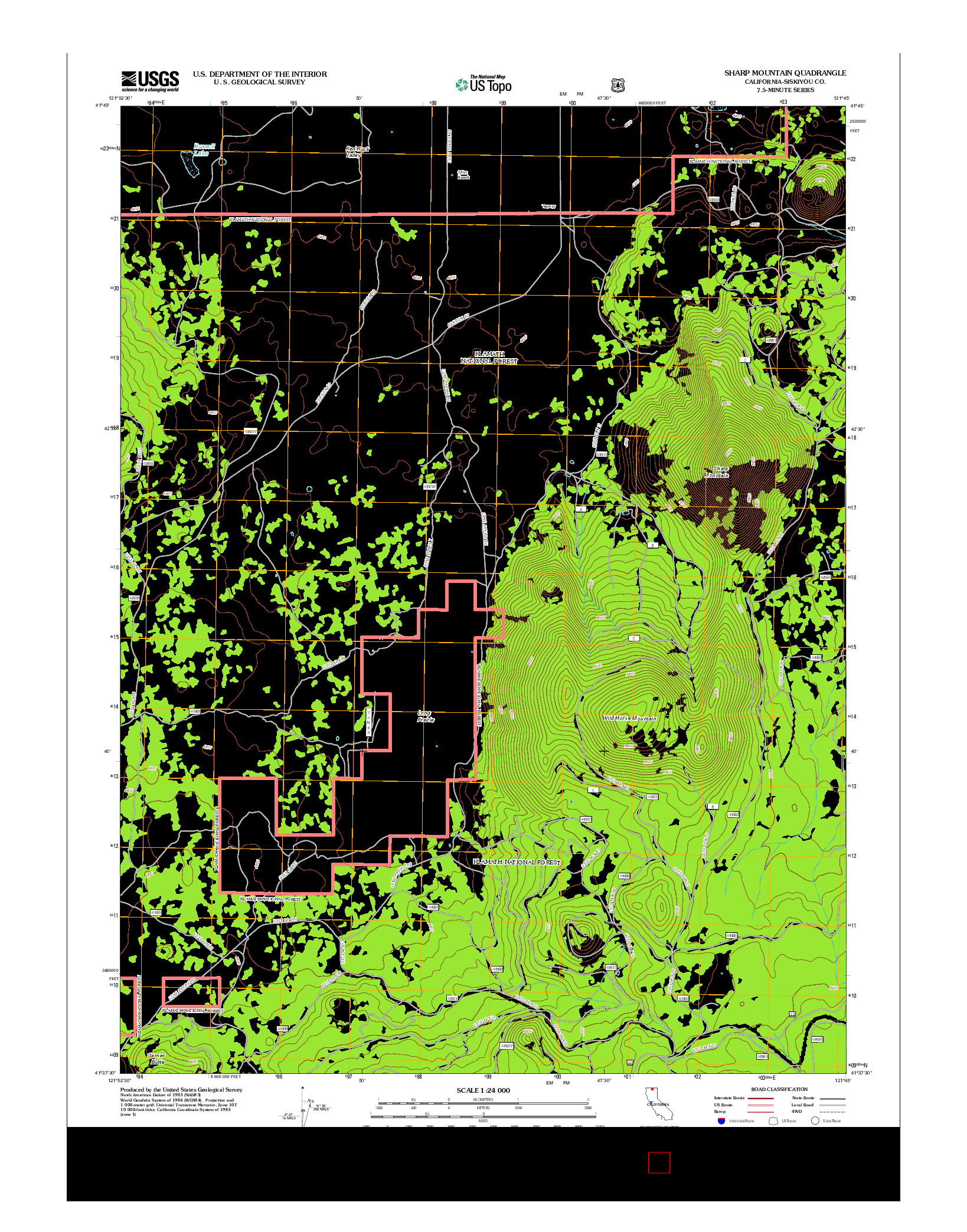 USGS US TOPO 7.5-MINUTE MAP FOR SHARP MOUNTAIN, CA 2012