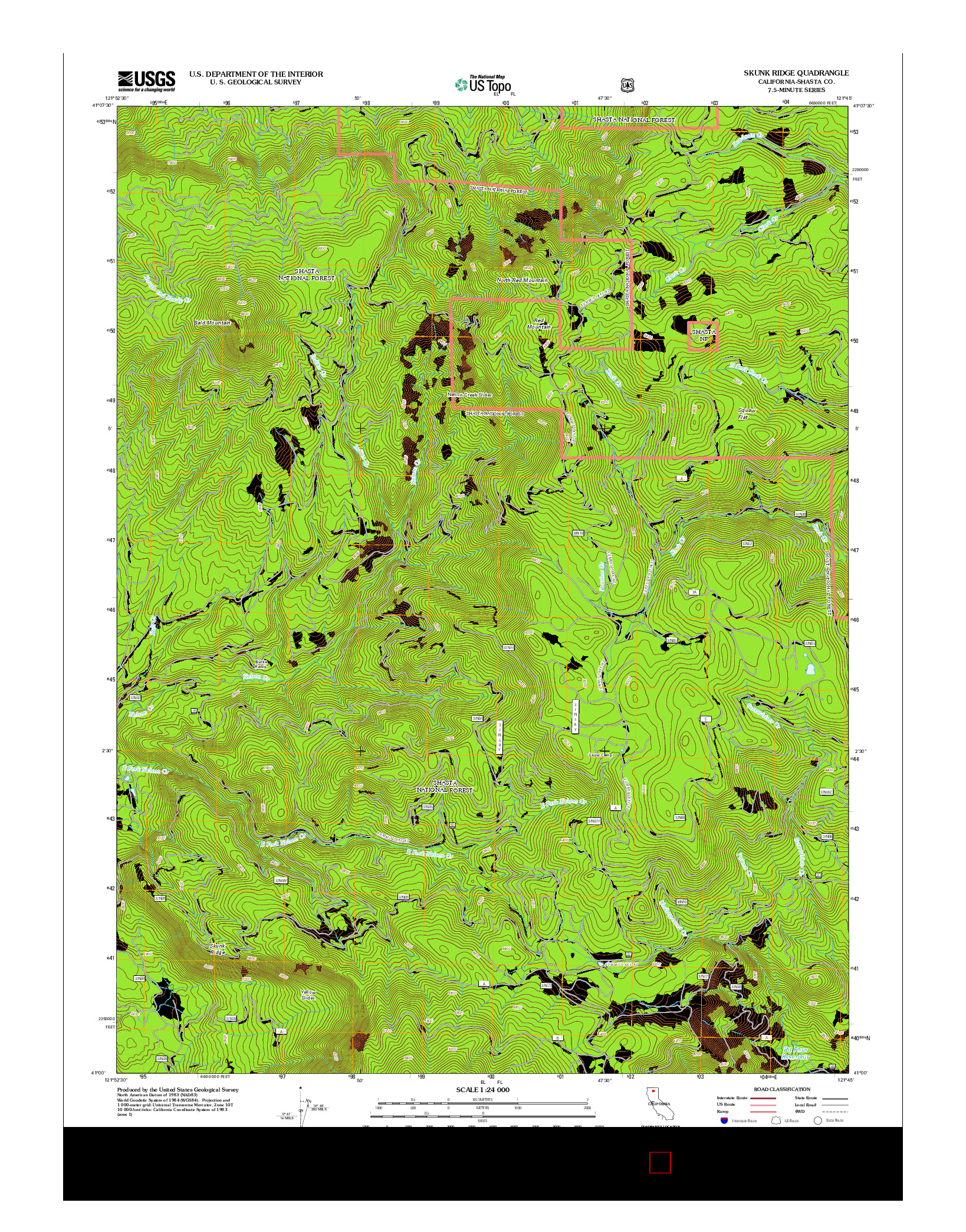 USGS US TOPO 7.5-MINUTE MAP FOR SKUNK RIDGE, CA 2012