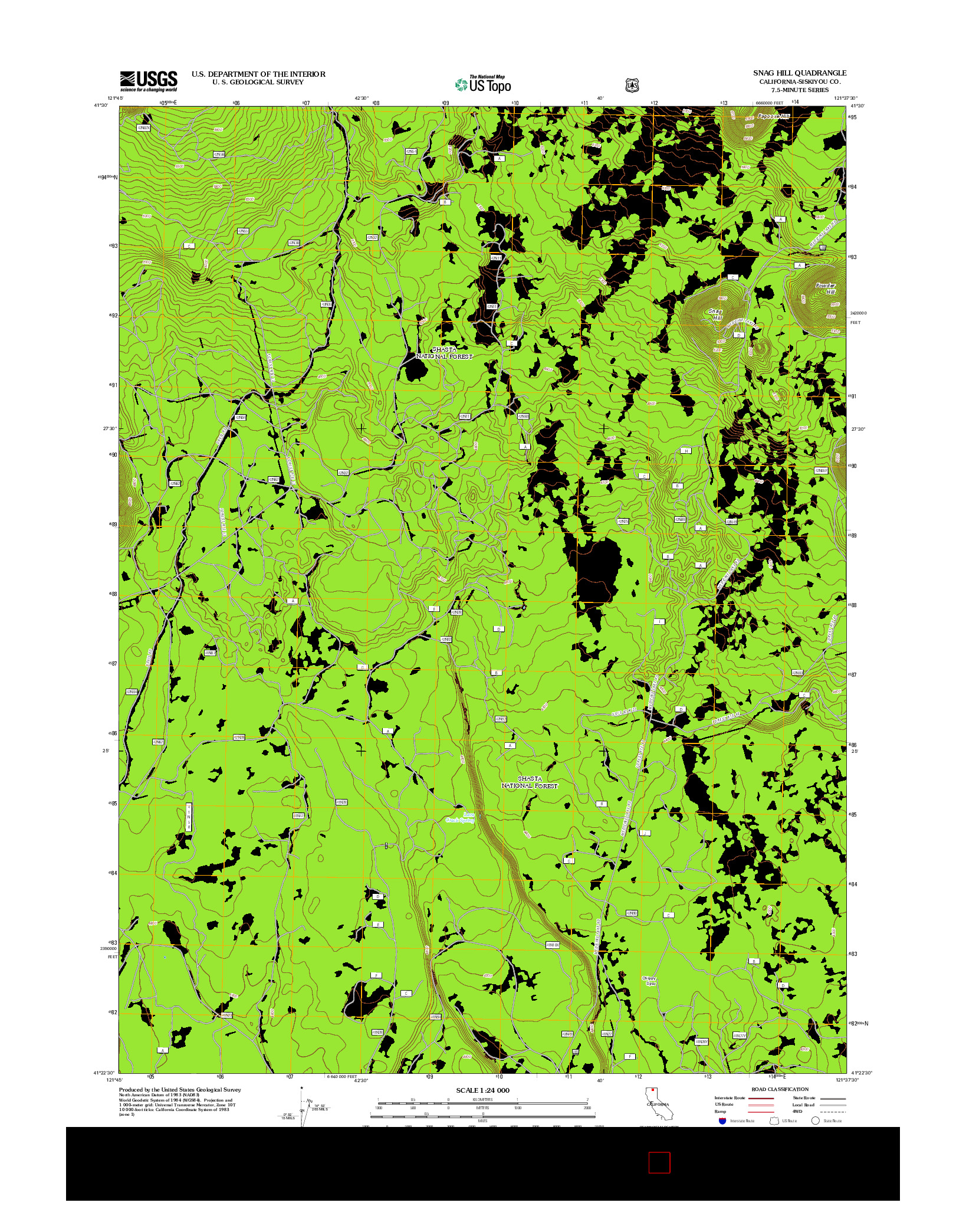 USGS US TOPO 7.5-MINUTE MAP FOR SNAG HILL, CA 2012