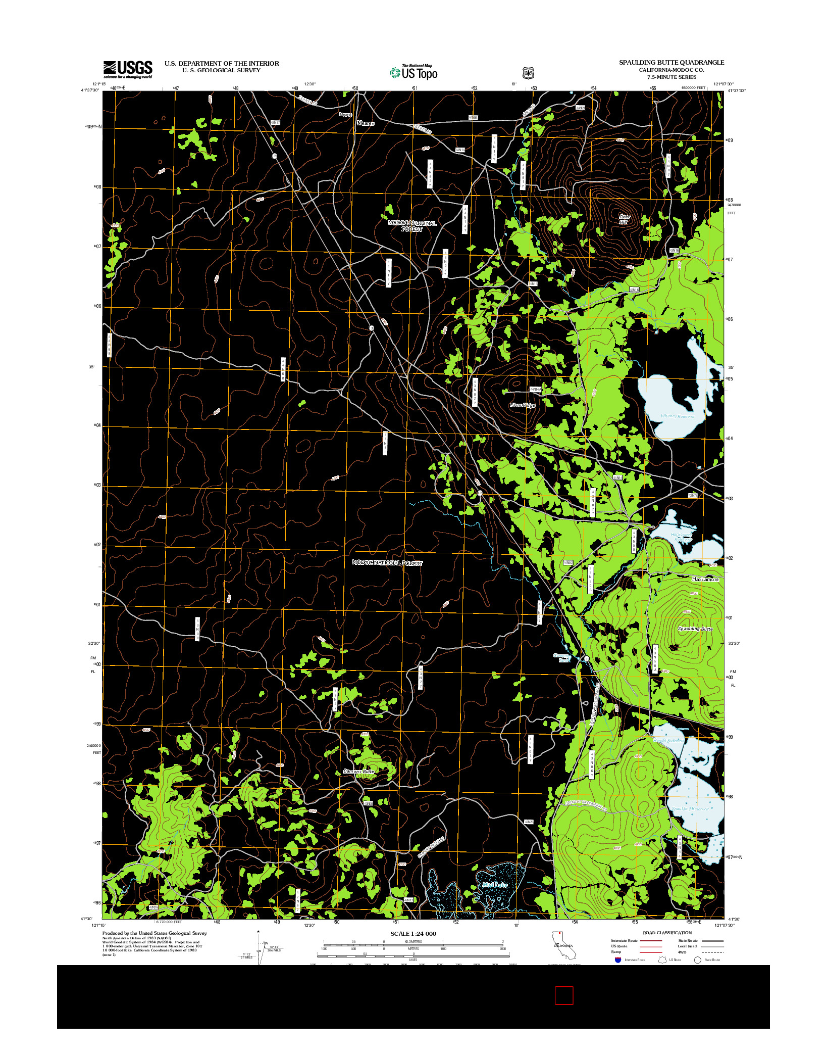 USGS US TOPO 7.5-MINUTE MAP FOR SPAULDING BUTTE, CA 2012