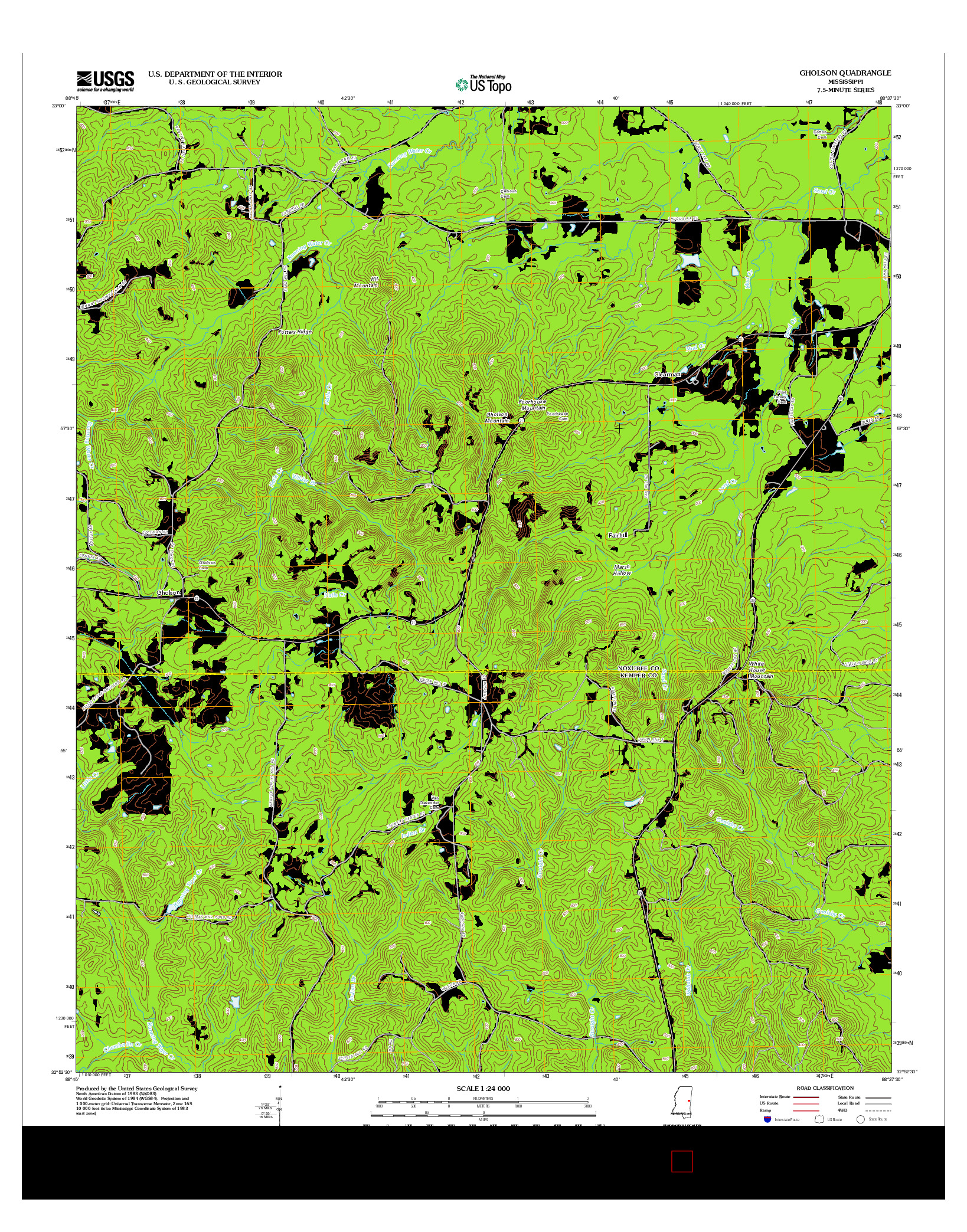 USGS US TOPO 7.5-MINUTE MAP FOR GHOLSON, MS 2012
