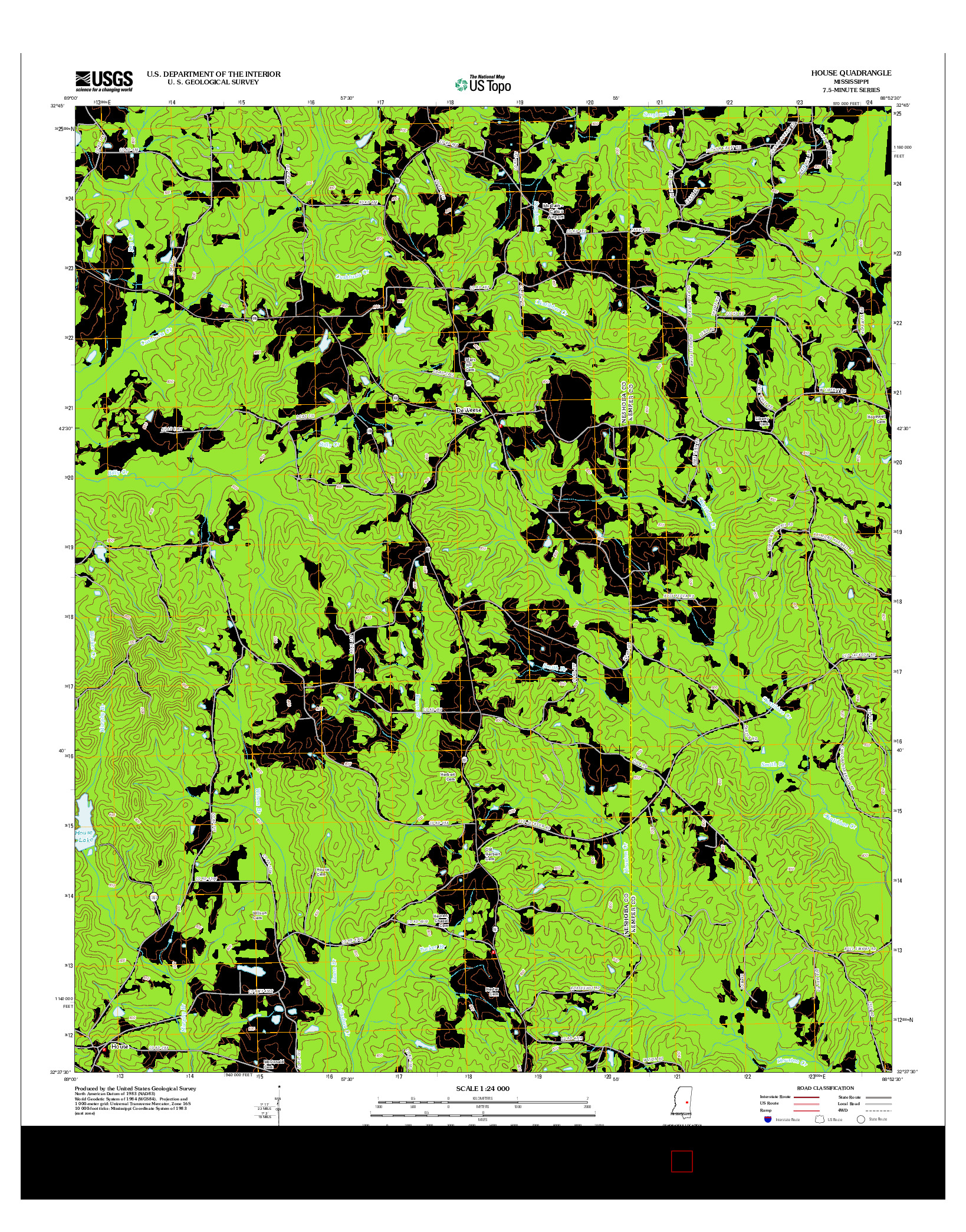 USGS US TOPO 7.5-MINUTE MAP FOR HOUSE, MS 2012