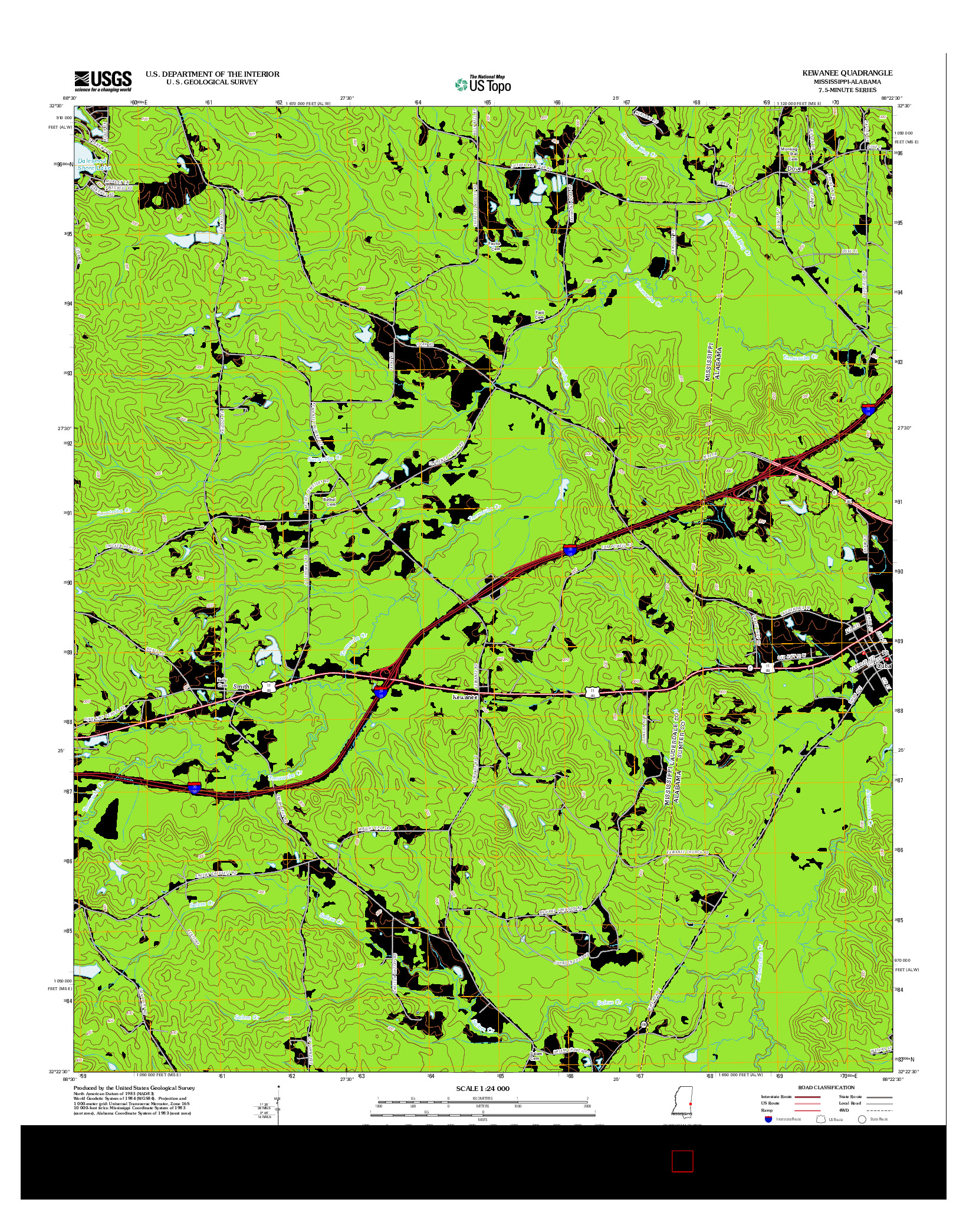 USGS US TOPO 7.5-MINUTE MAP FOR KEWANEE, MS-AL 2012