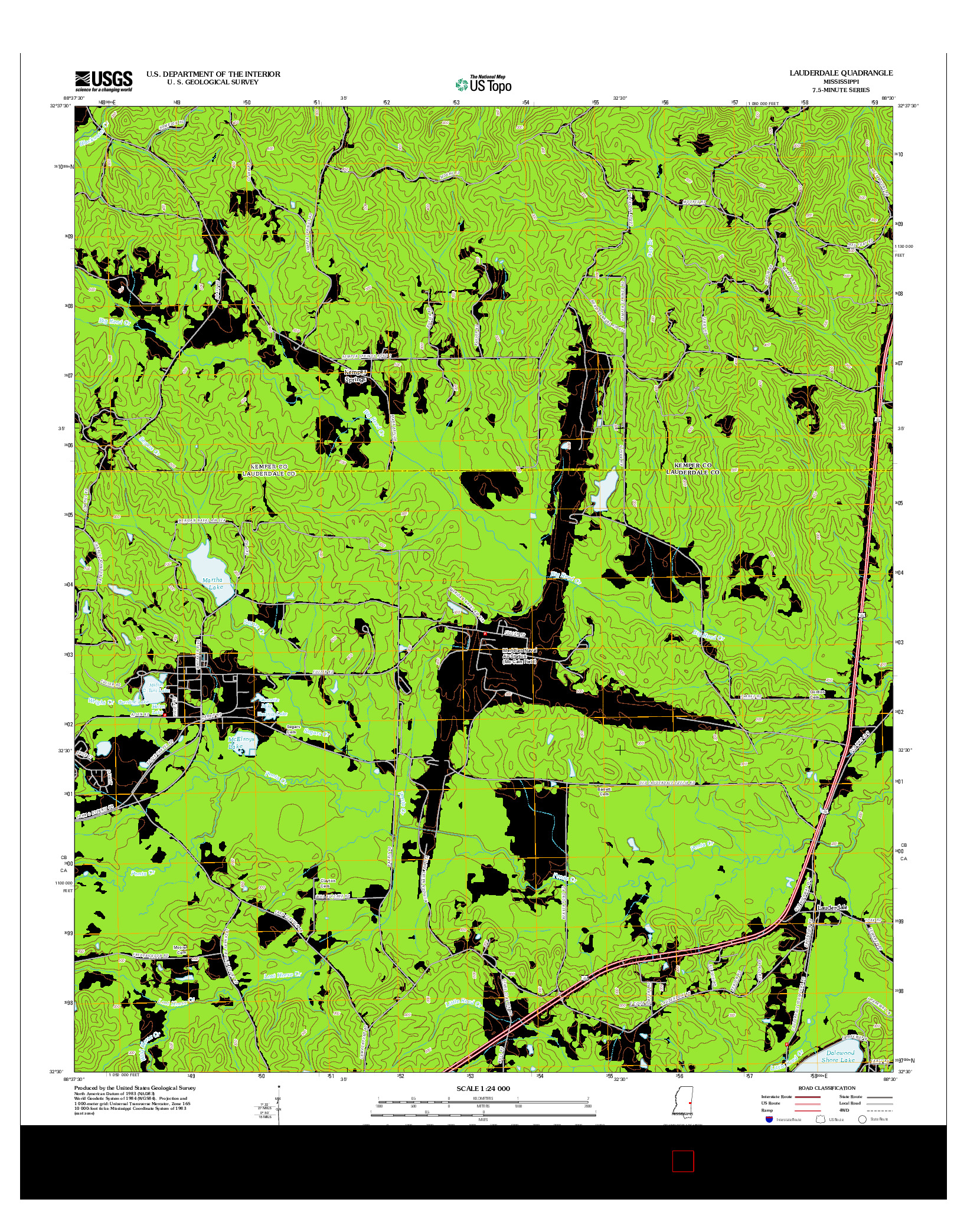 USGS US TOPO 7.5-MINUTE MAP FOR LAUDERDALE, MS 2012