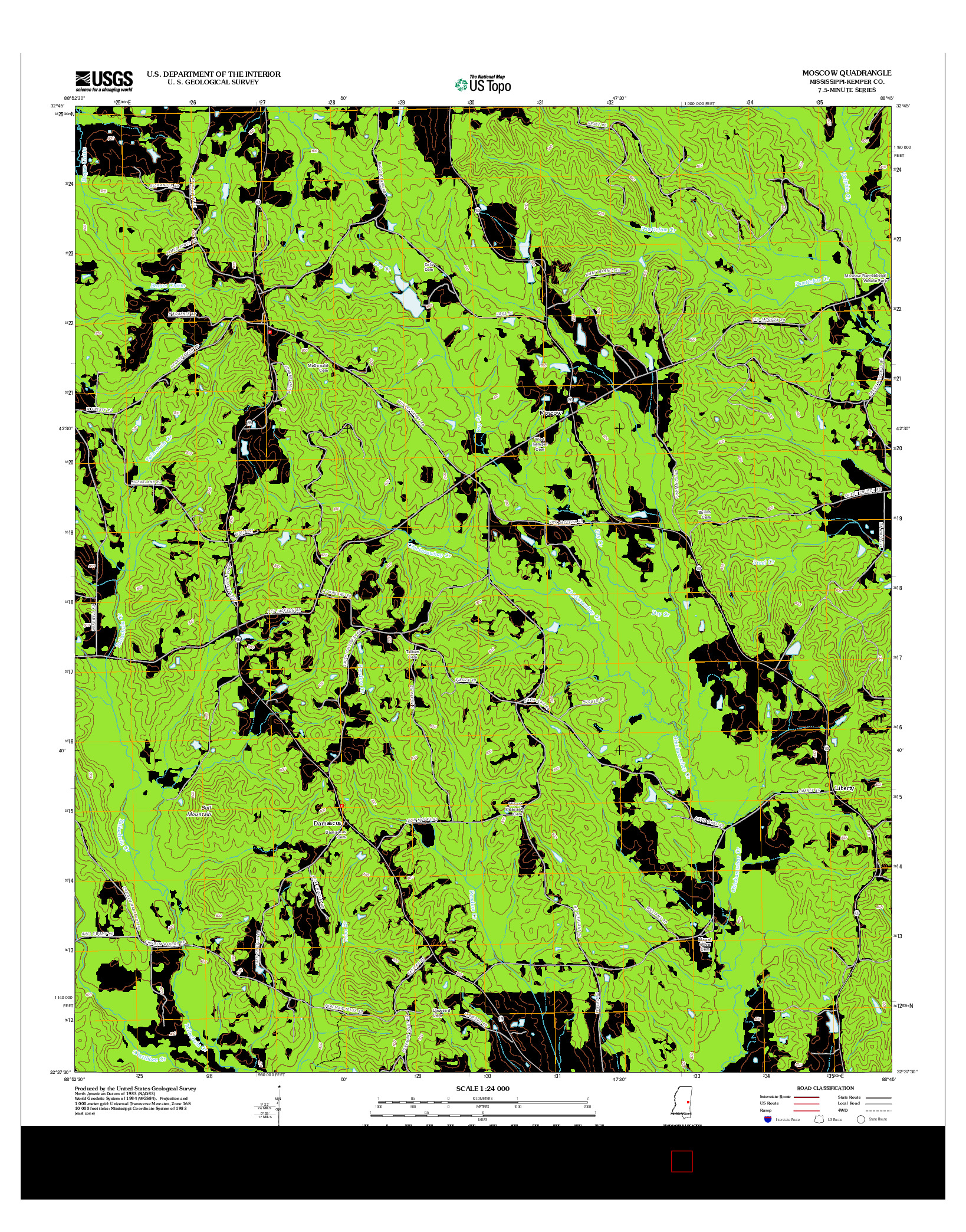 USGS US TOPO 7.5-MINUTE MAP FOR MOSCOW, MS 2012