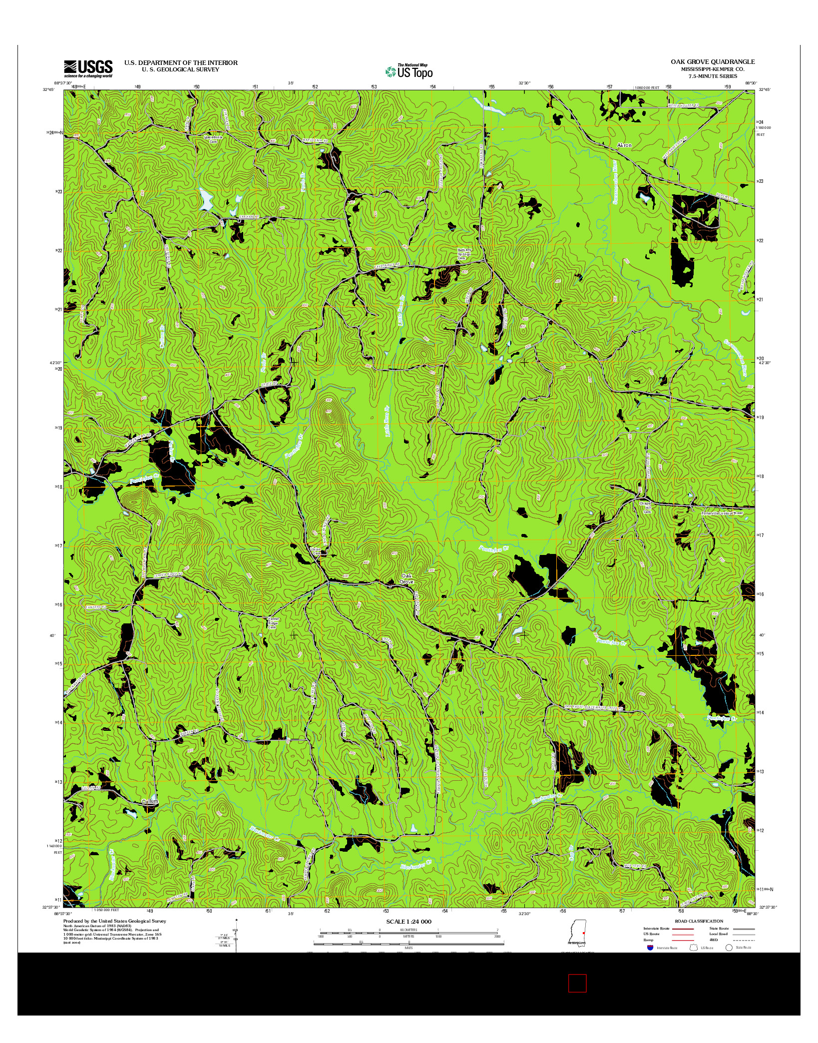 USGS US TOPO 7.5-MINUTE MAP FOR OAK GROVE, MS 2012