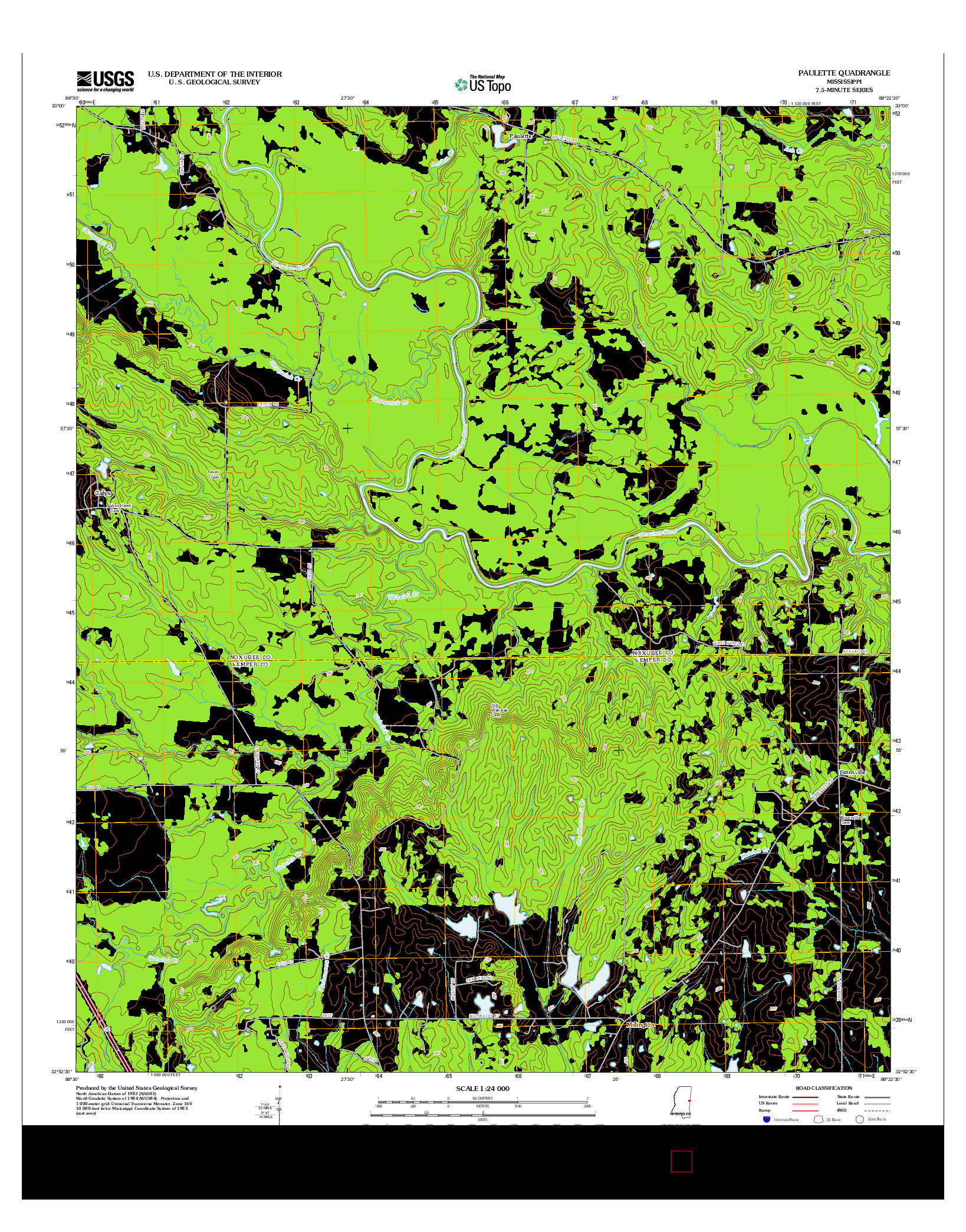 USGS US TOPO 7.5-MINUTE MAP FOR PAULETTE, MS 2012