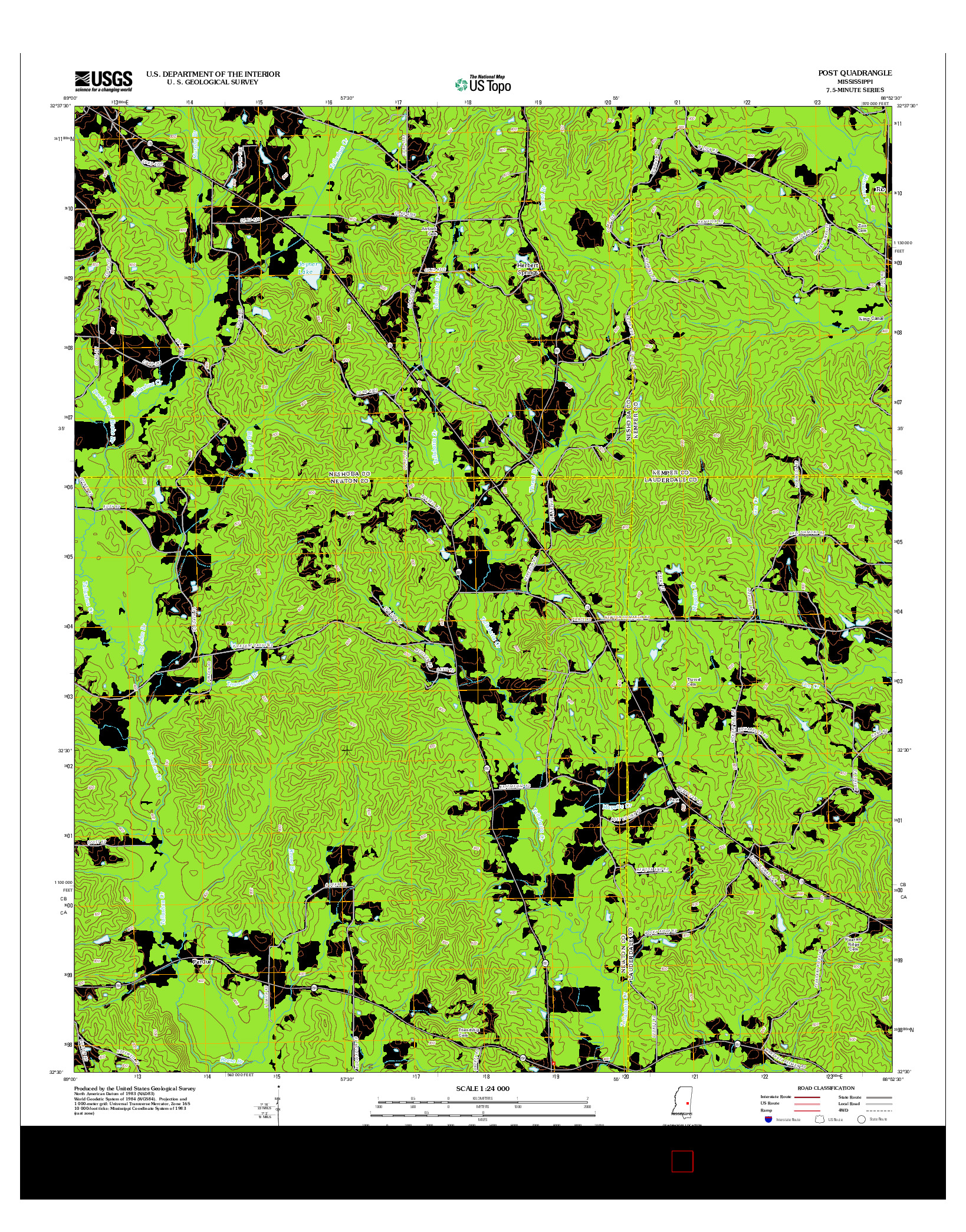 USGS US TOPO 7.5-MINUTE MAP FOR POST, MS 2012