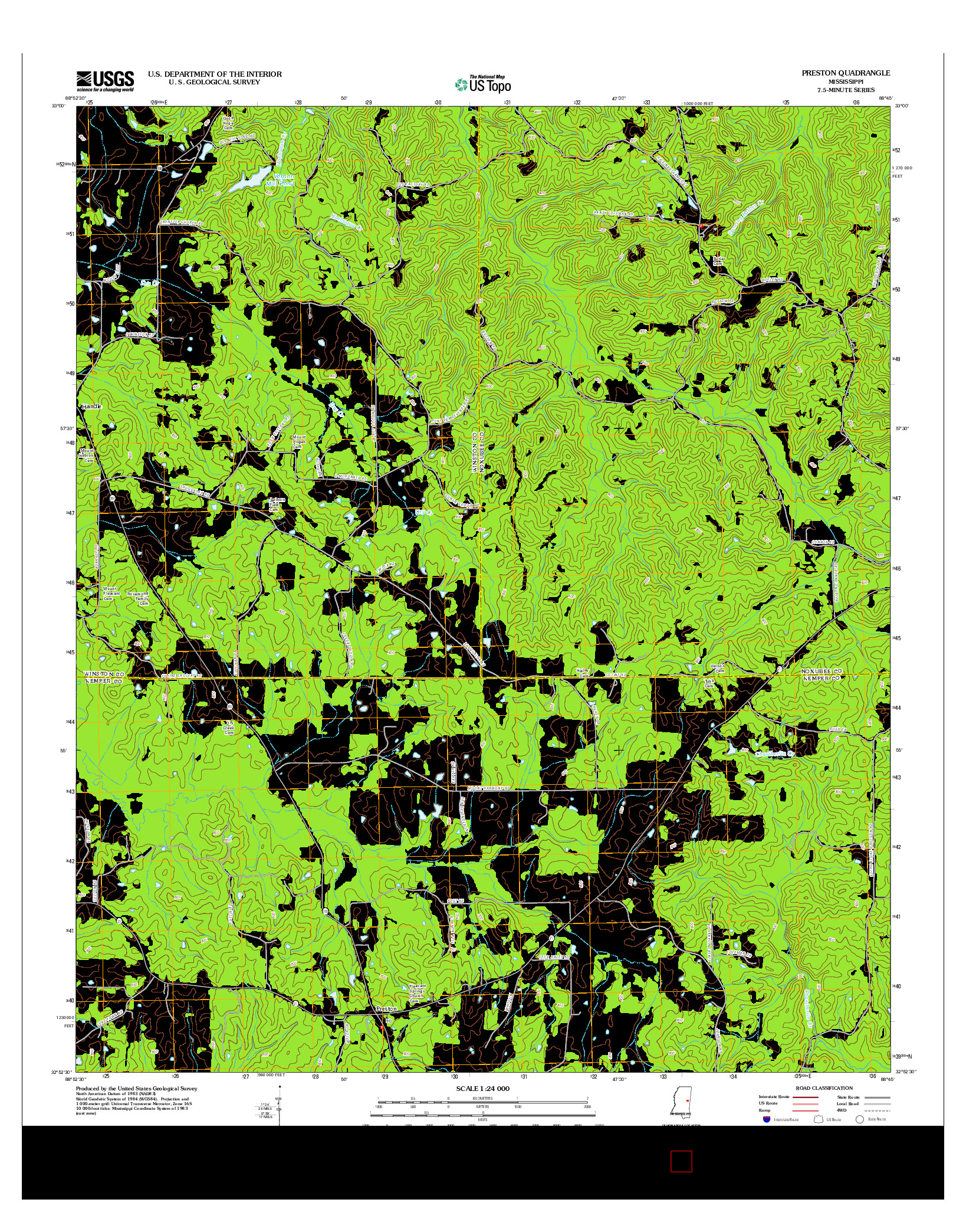 USGS US TOPO 7.5-MINUTE MAP FOR PRESTON, MS 2012