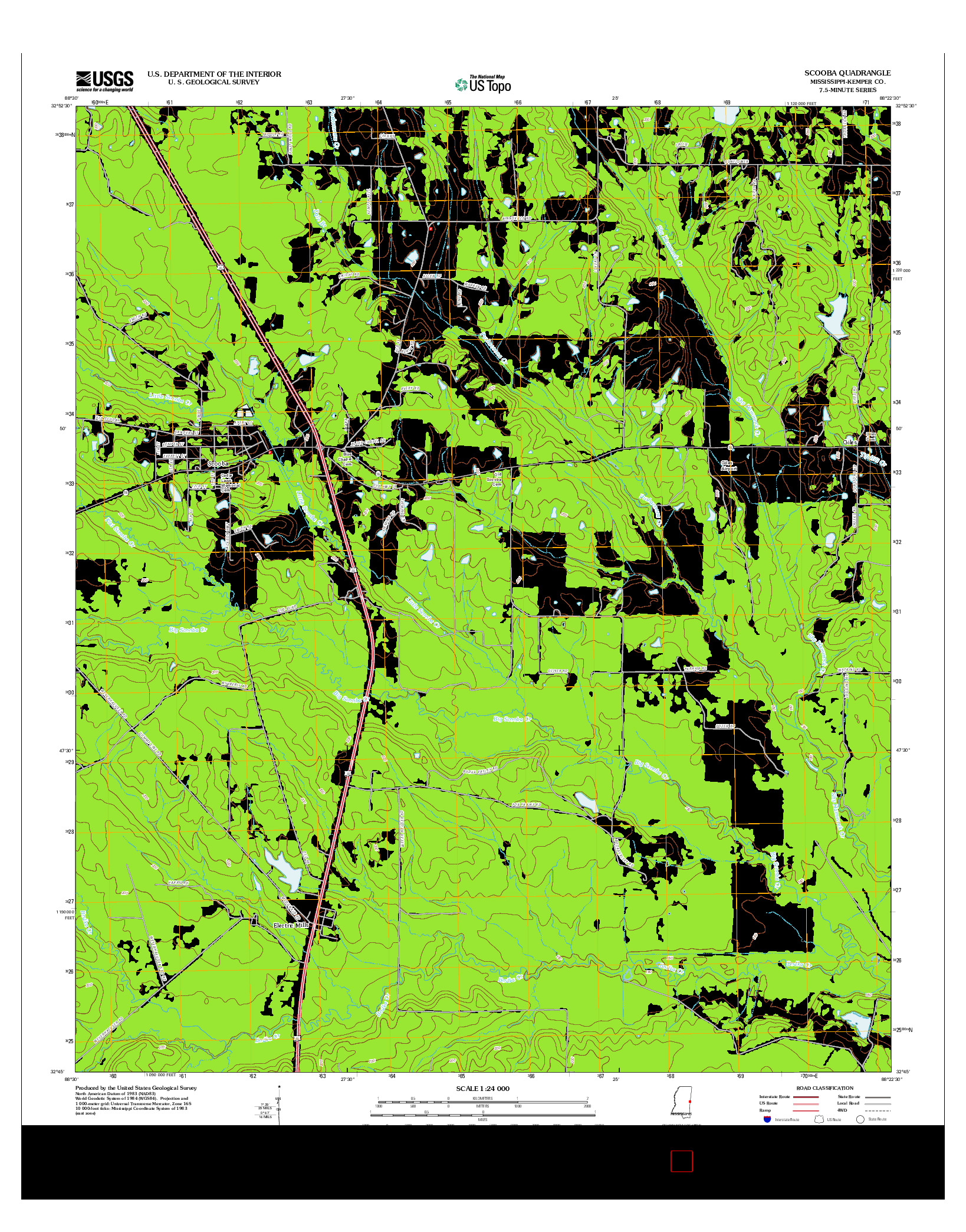 USGS US TOPO 7.5-MINUTE MAP FOR SCOOBA, MS 2012