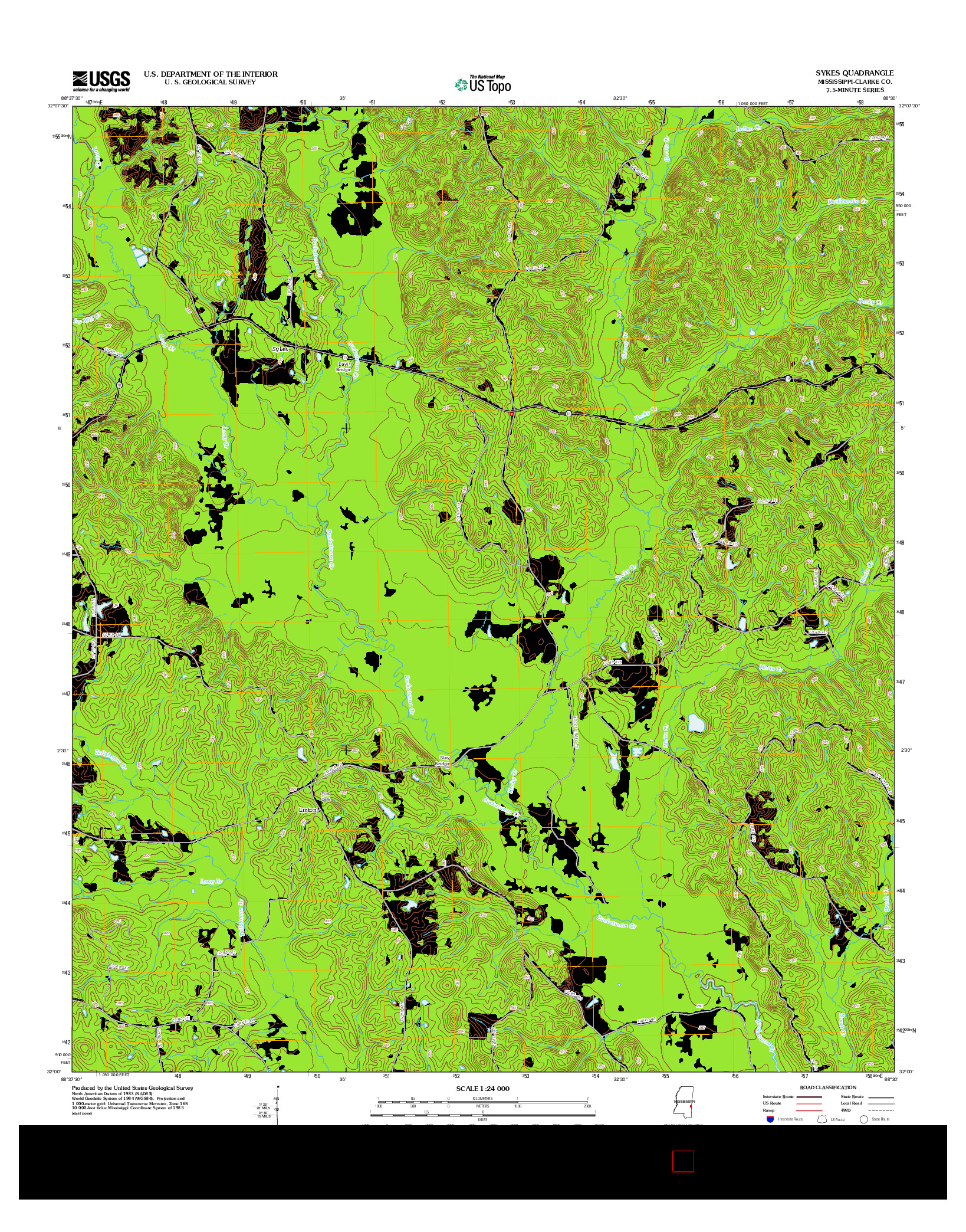 USGS US TOPO 7.5-MINUTE MAP FOR SYKES, MS 2012