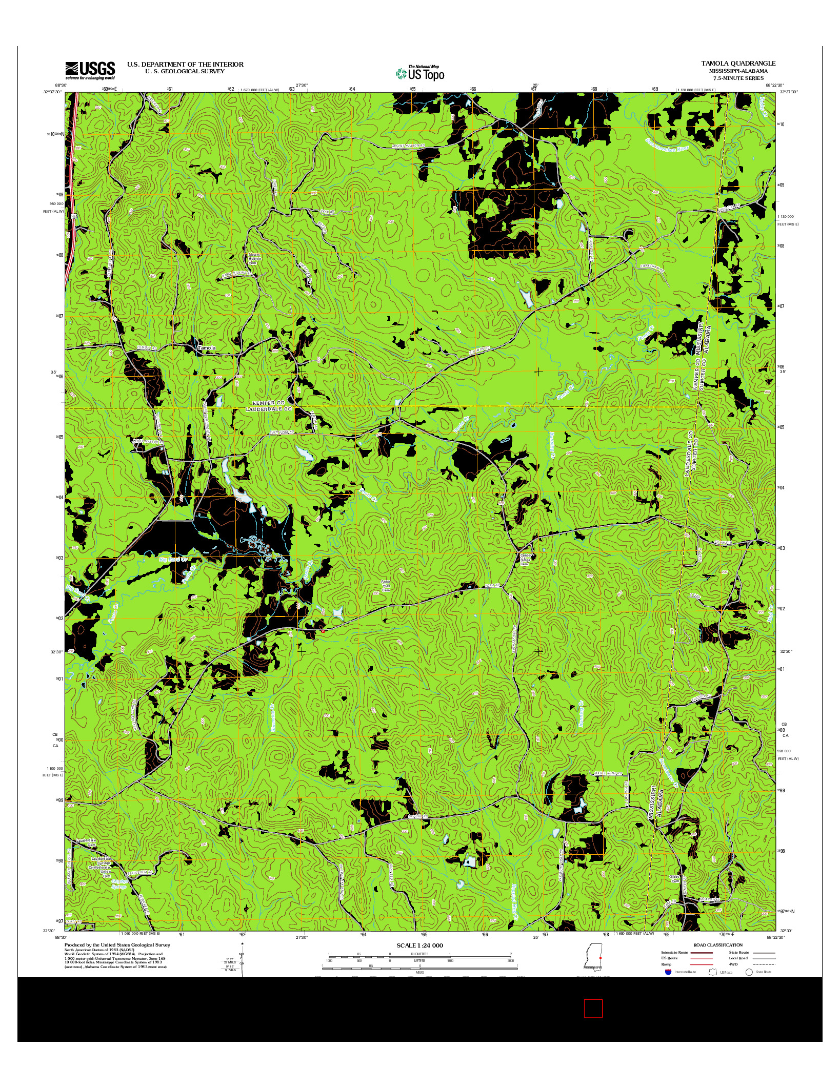 USGS US TOPO 7.5-MINUTE MAP FOR TAMOLA, MS-AL 2012