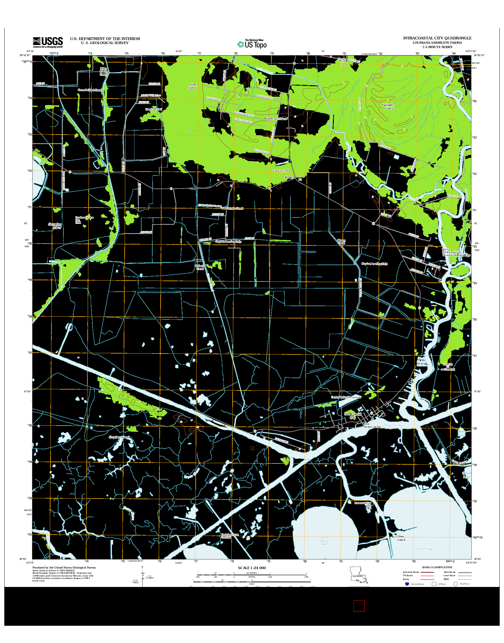 USGS US TOPO 7.5-MINUTE MAP FOR INTRACOASTAL CITY, LA 2012