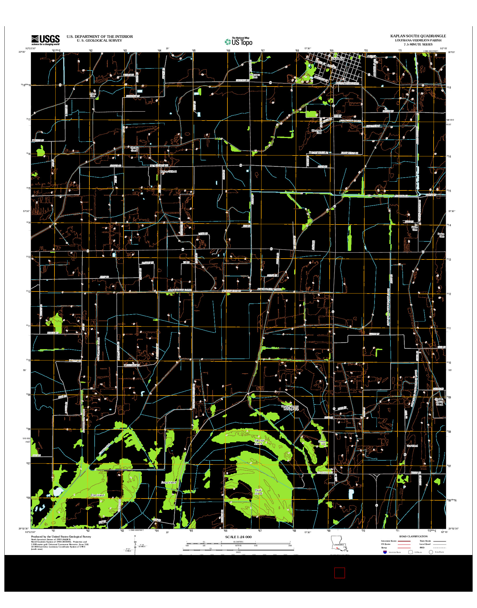 USGS US TOPO 7.5-MINUTE MAP FOR KAPLAN SOUTH, LA 2012