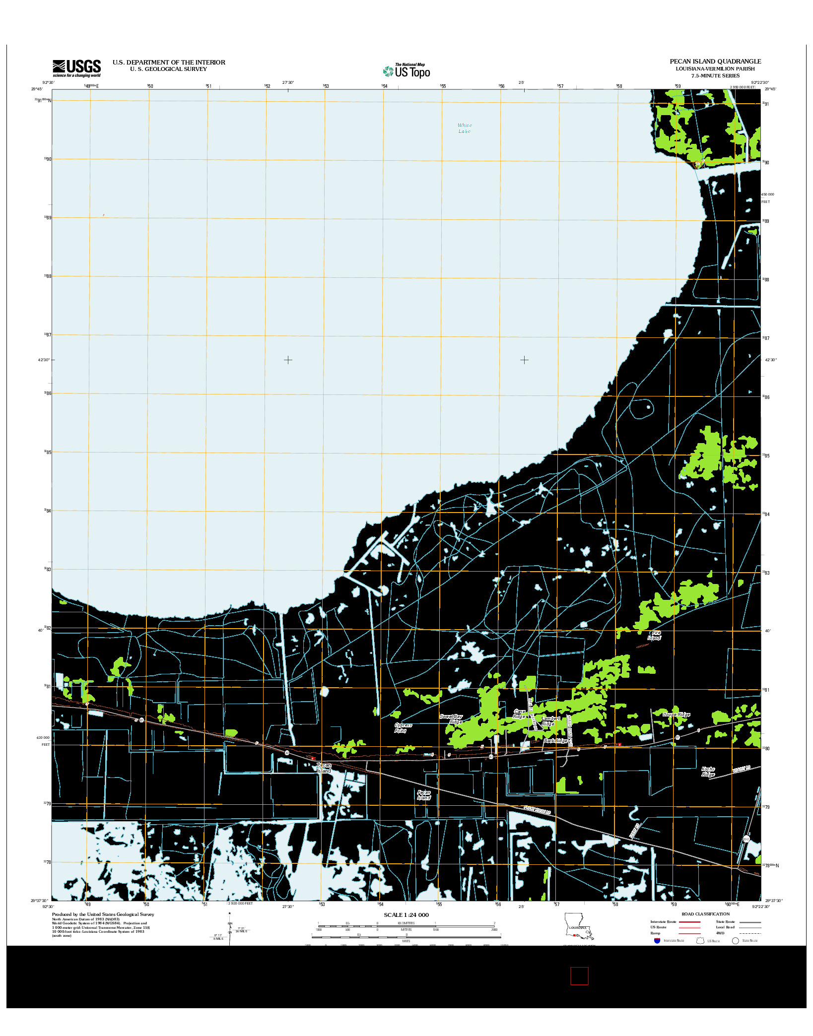 USGS US TOPO 7.5-MINUTE MAP FOR PECAN ISLAND, LA 2012