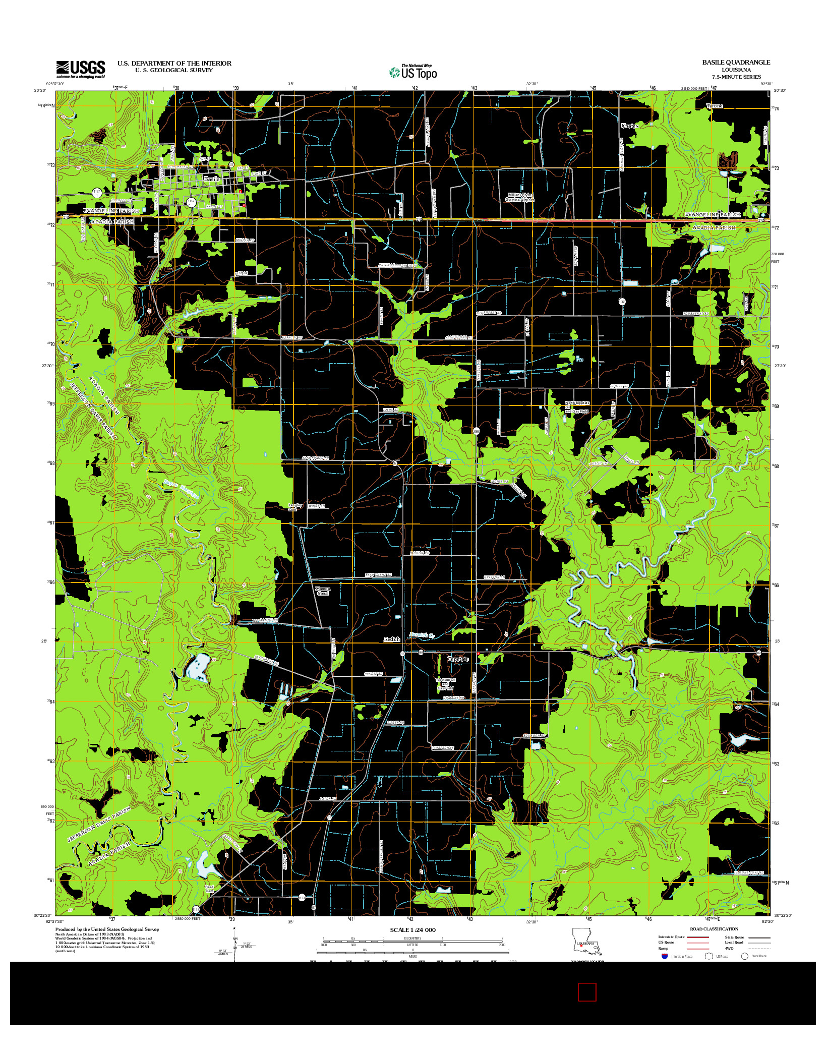USGS US TOPO 7.5-MINUTE MAP FOR BASILE, LA 2012