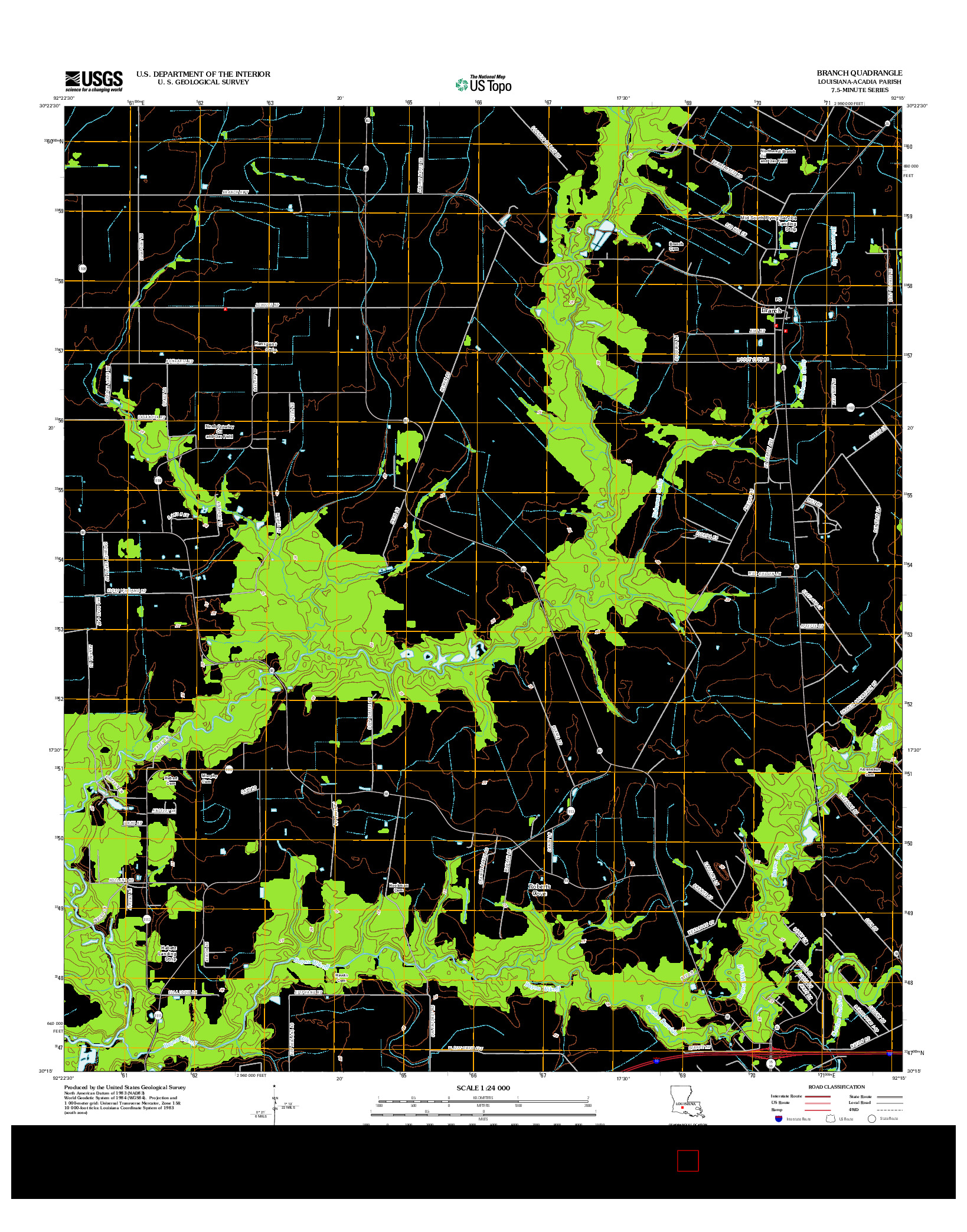 USGS US TOPO 7.5-MINUTE MAP FOR BRANCH, LA 2012