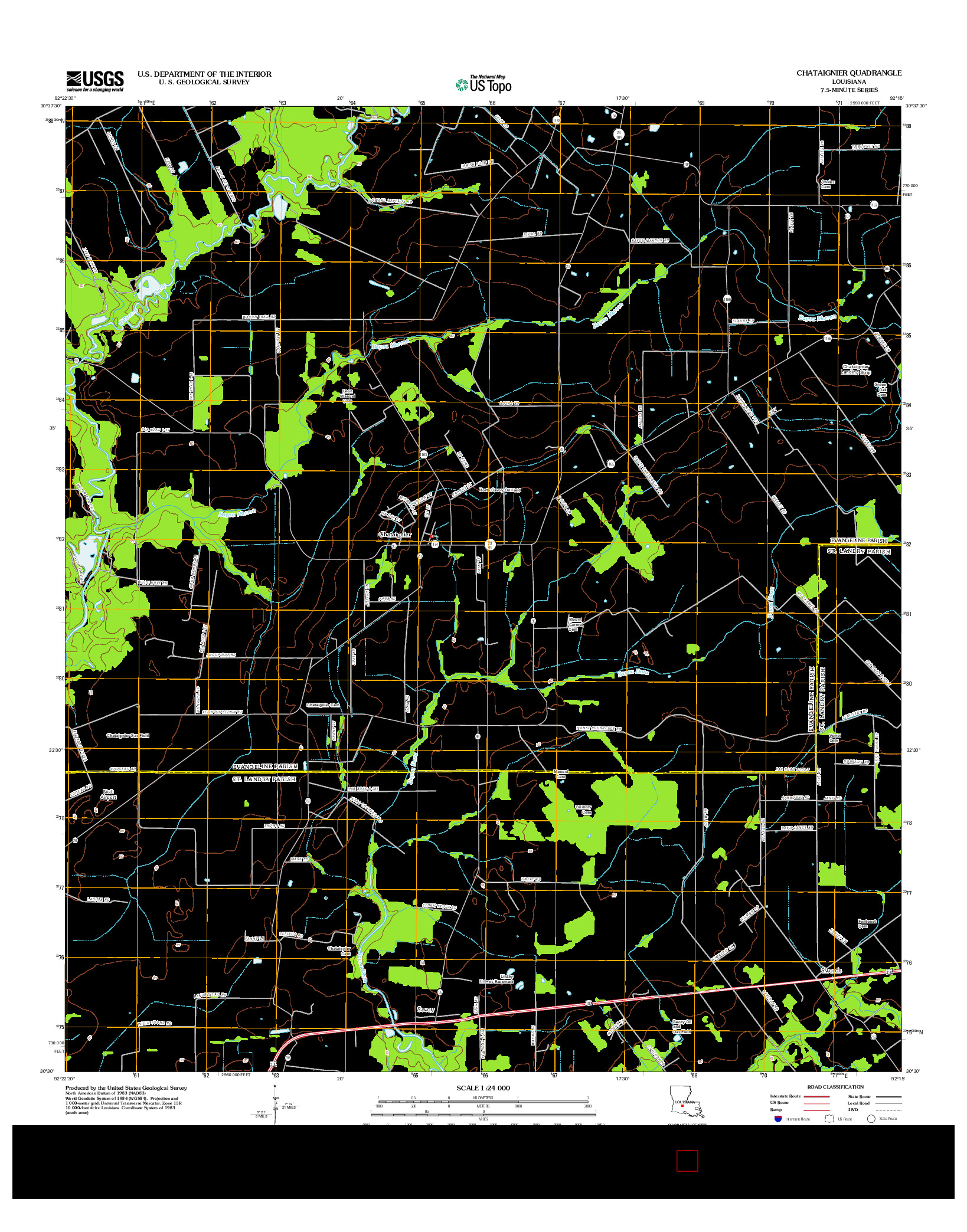 USGS US TOPO 7.5-MINUTE MAP FOR CHATAIGNIER, LA 2012