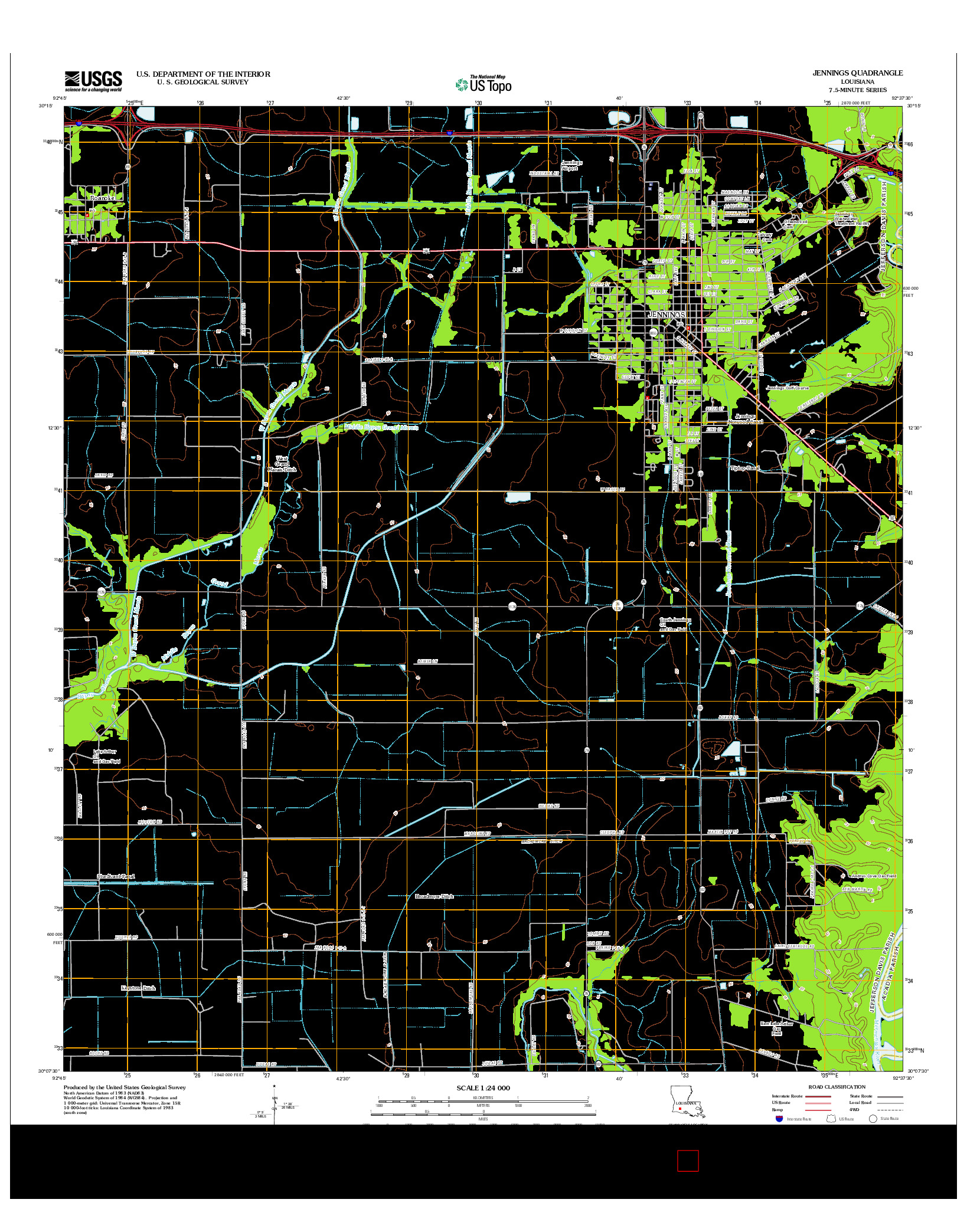 USGS US TOPO 7.5-MINUTE MAP FOR JENNINGS, LA 2012