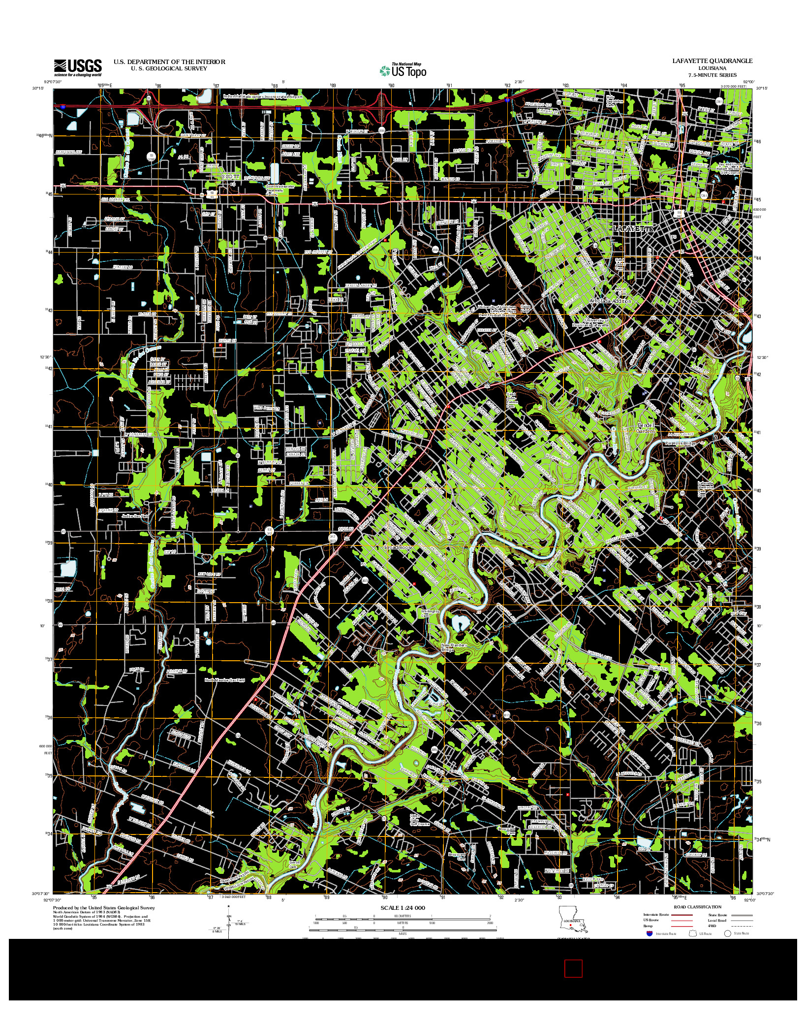 USGS US TOPO 7.5-MINUTE MAP FOR LAFAYETTE, LA 2012