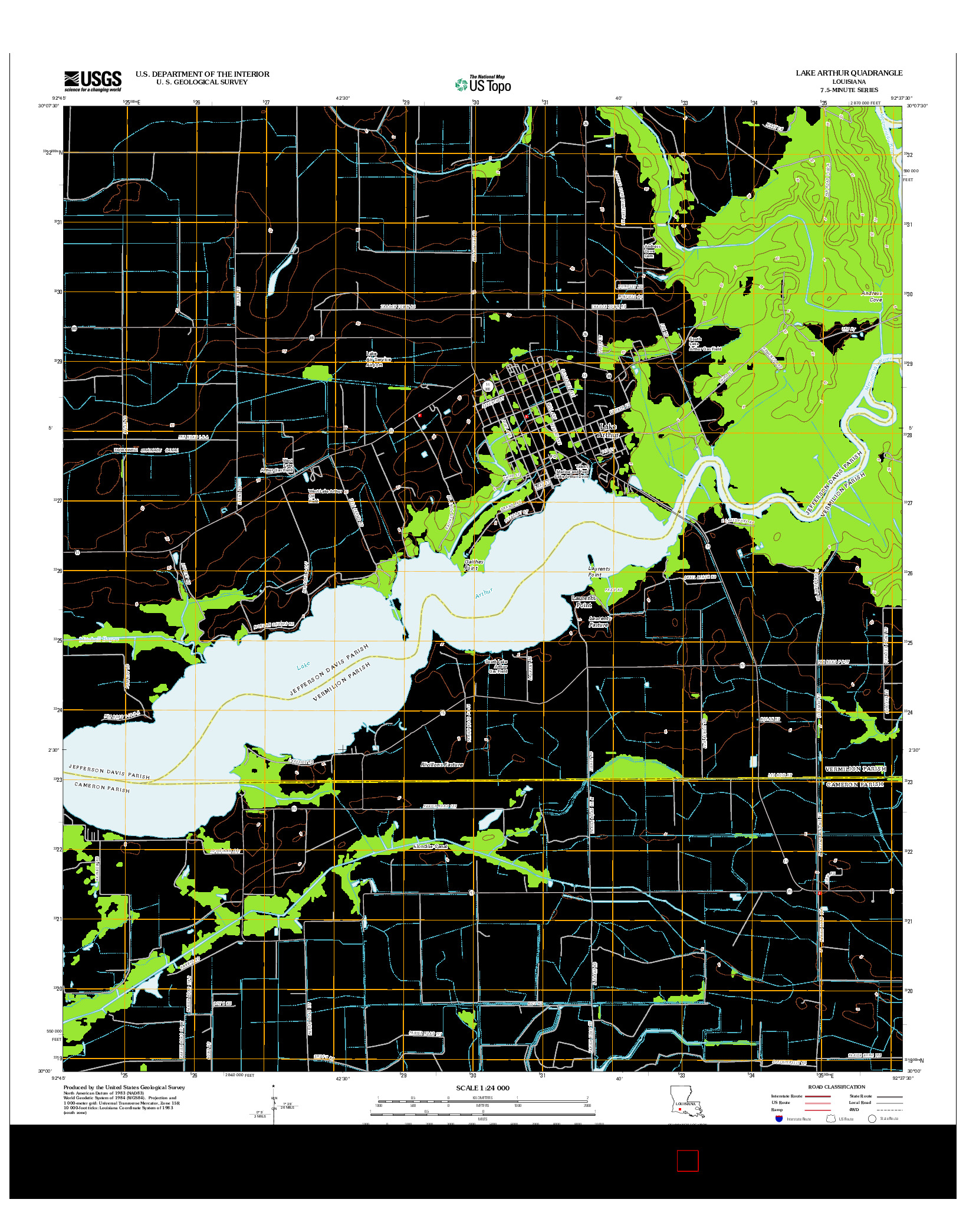 USGS US TOPO 7.5-MINUTE MAP FOR LAKE ARTHUR, LA 2012