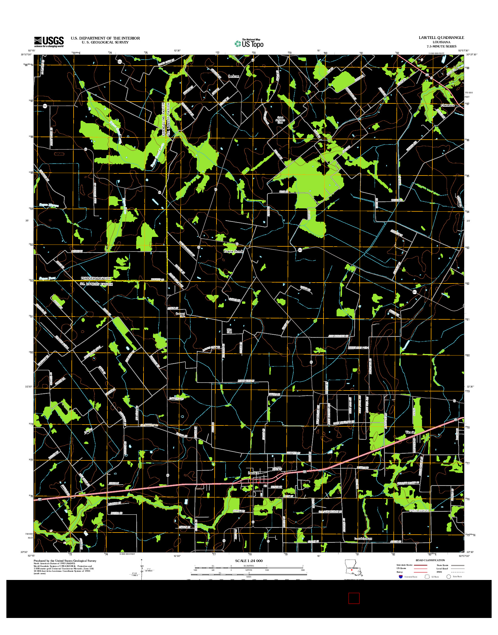 USGS US TOPO 7.5-MINUTE MAP FOR LAWTELL, LA 2012