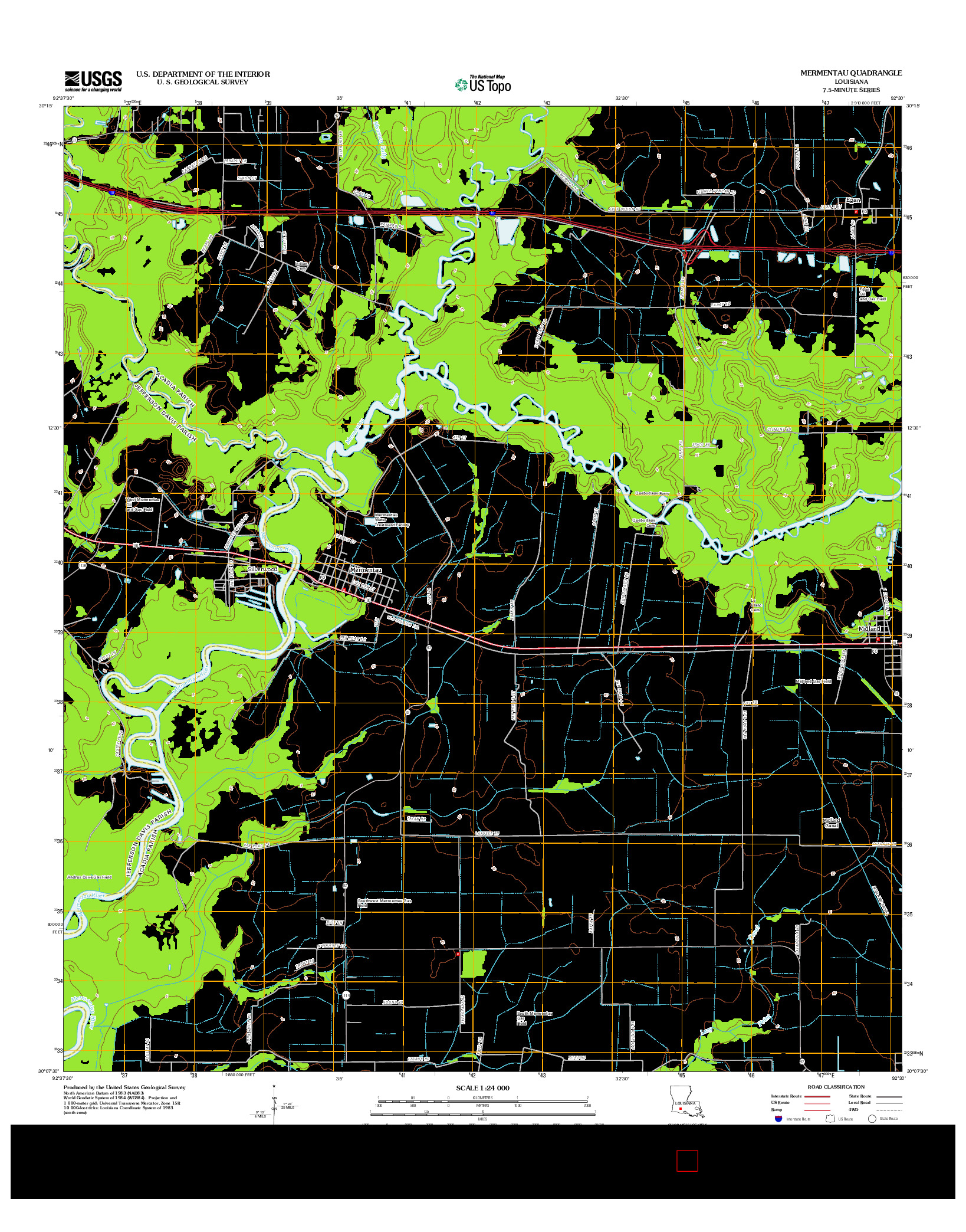 USGS US TOPO 7.5-MINUTE MAP FOR MERMENTAU, LA 2012