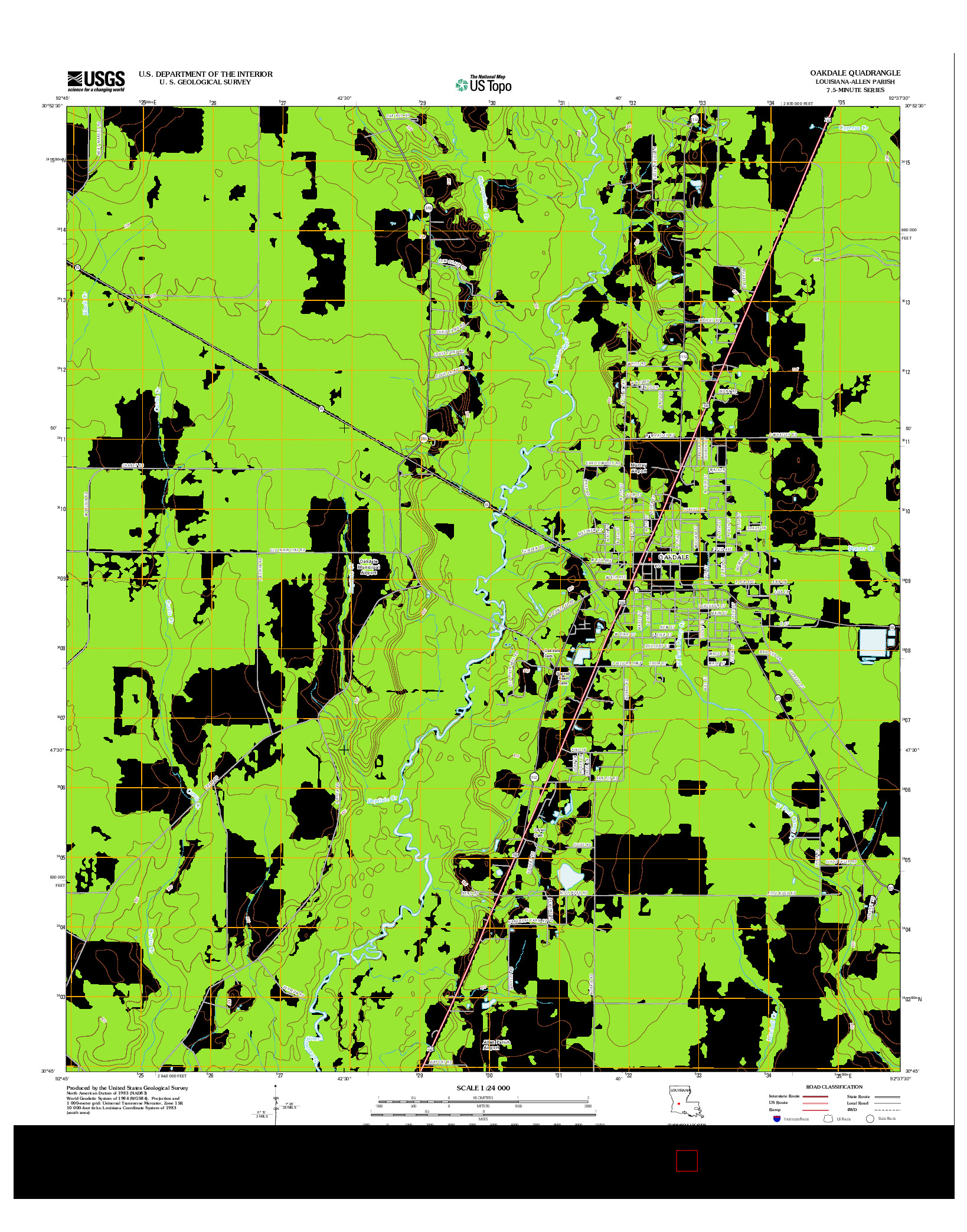 USGS US TOPO 7.5-MINUTE MAP FOR OAKDALE, LA 2012