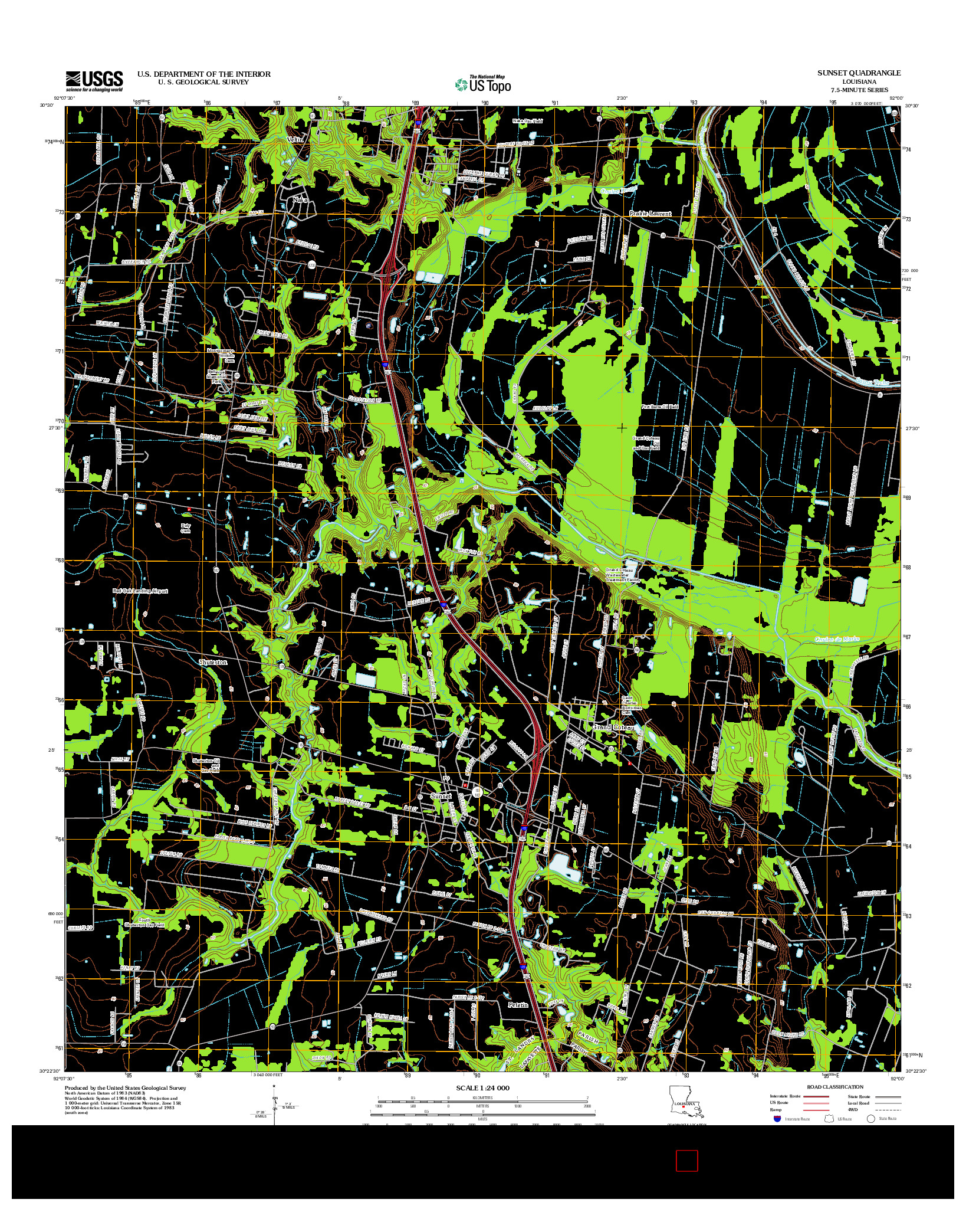 USGS US TOPO 7.5-MINUTE MAP FOR SUNSET, LA 2012