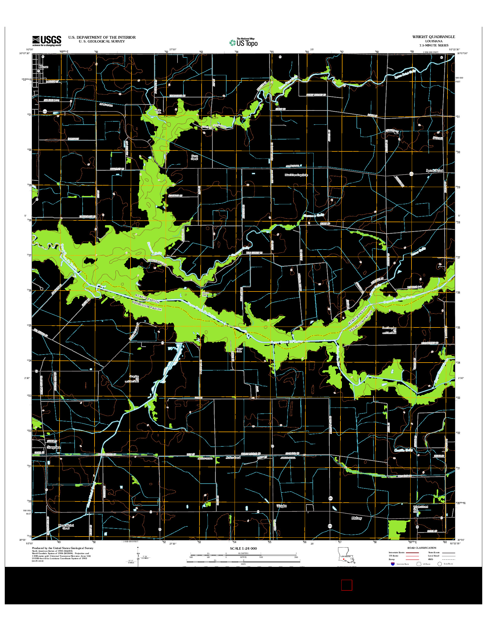 USGS US TOPO 7.5-MINUTE MAP FOR WRIGHT, LA 2012