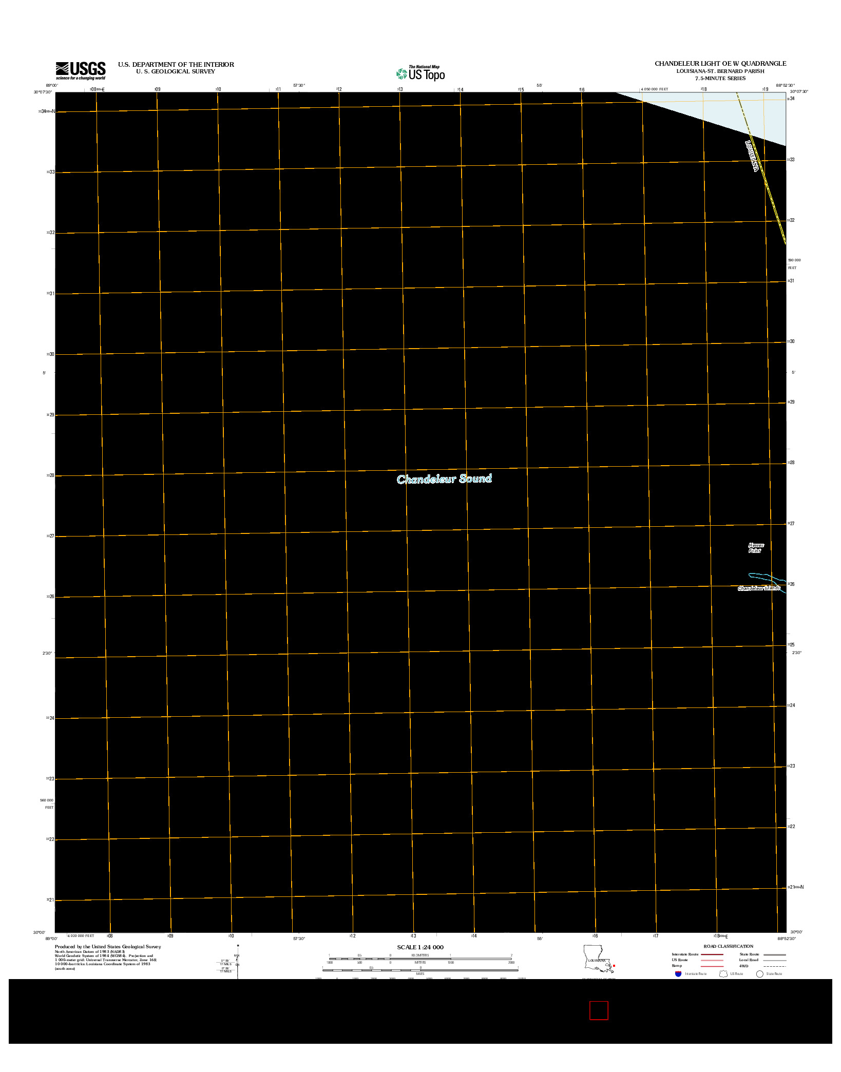USGS US TOPO 7.5-MINUTE MAP FOR CHANDELEUR LIGHT OE W, LA 2012