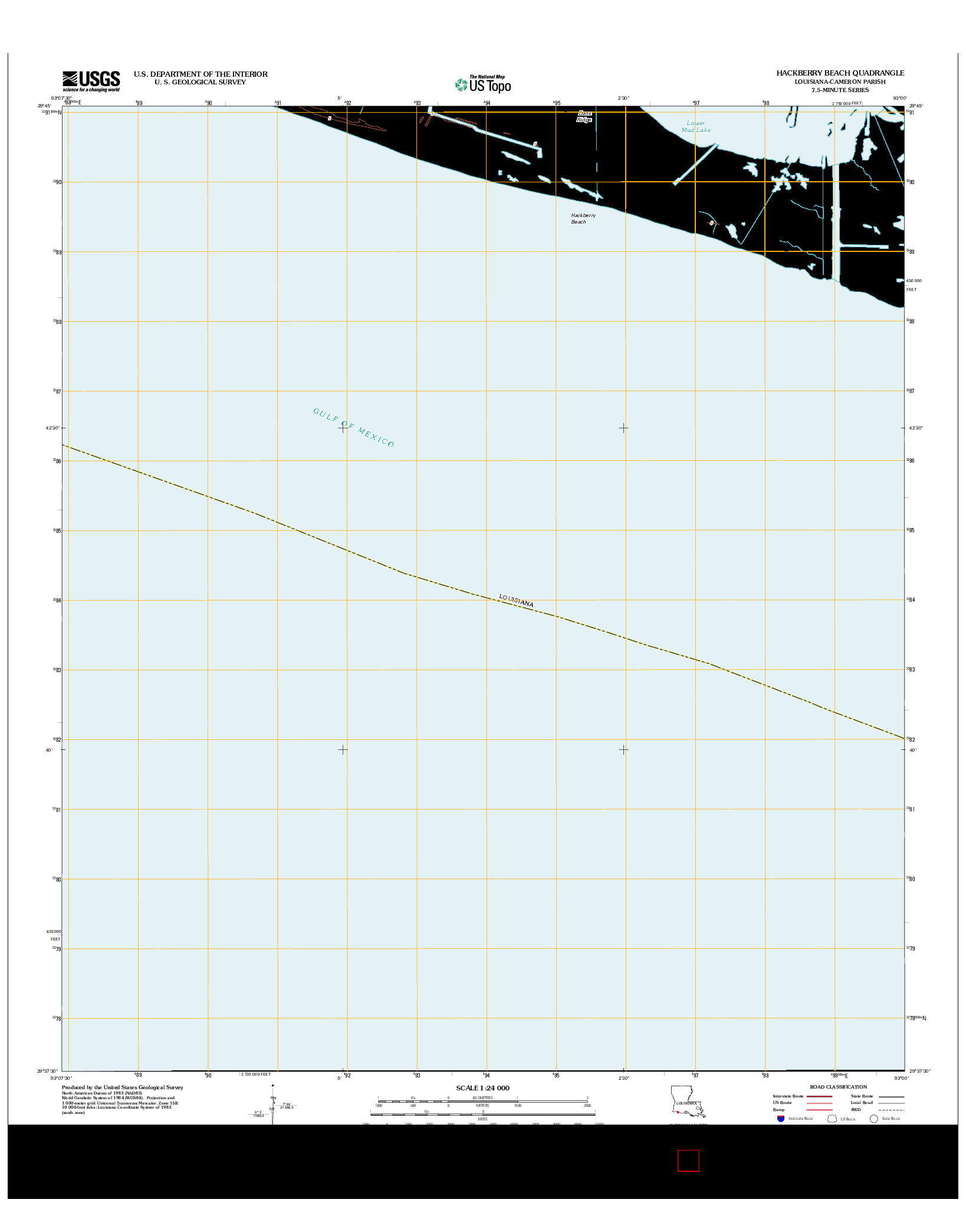 USGS US TOPO 7.5-MINUTE MAP FOR HACKBERRY BEACH, LA 2012