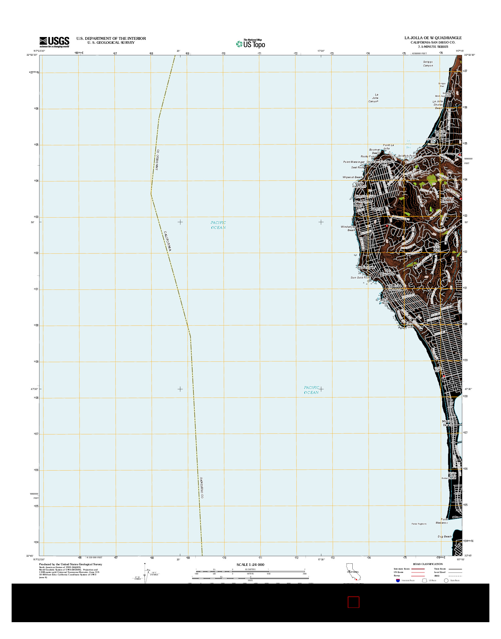 USGS US TOPO 7.5-MINUTE MAP FOR LA JOLLA OE W, CA 2012