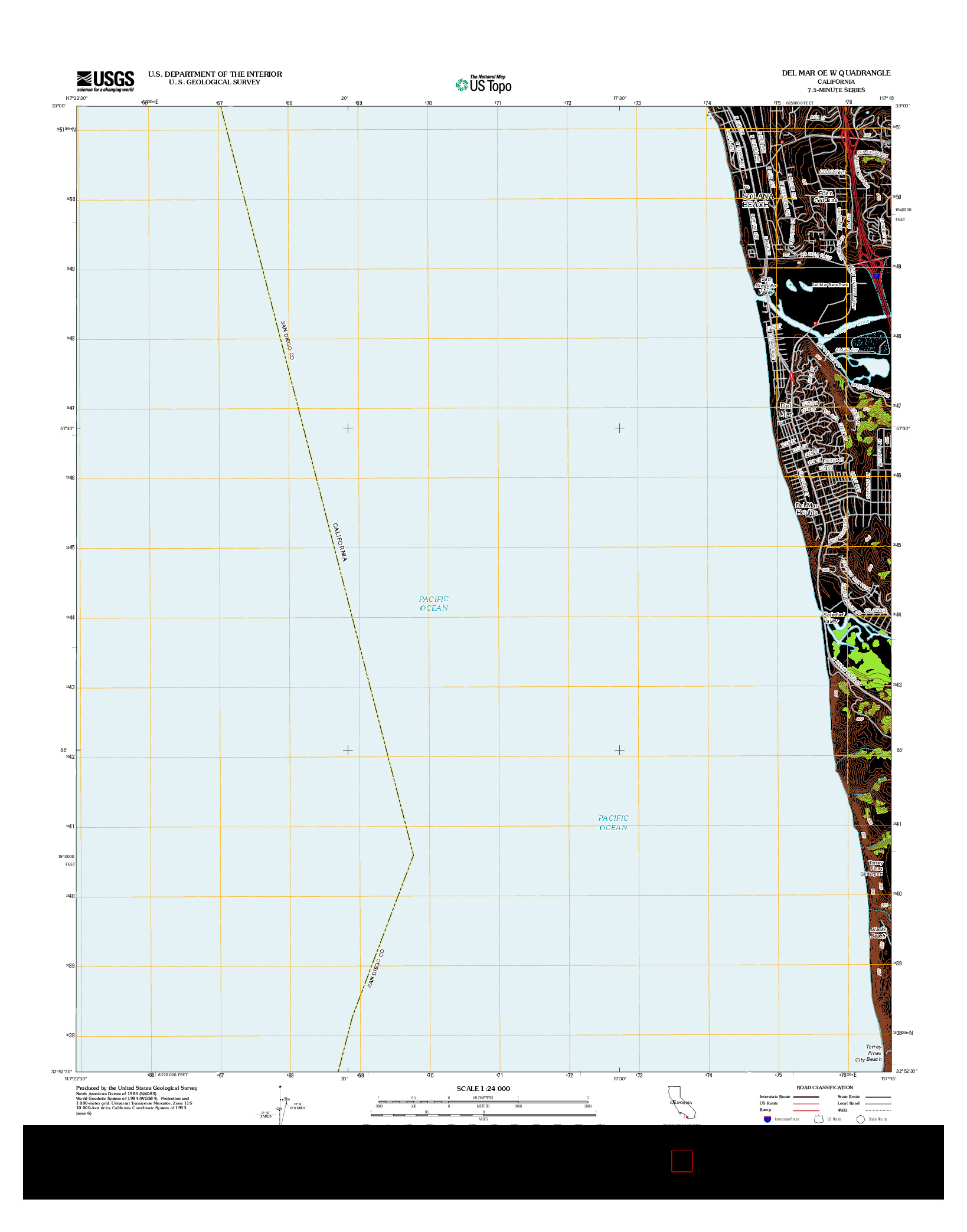 USGS US TOPO 7.5-MINUTE MAP FOR DEL MAR OE W, CA 2012