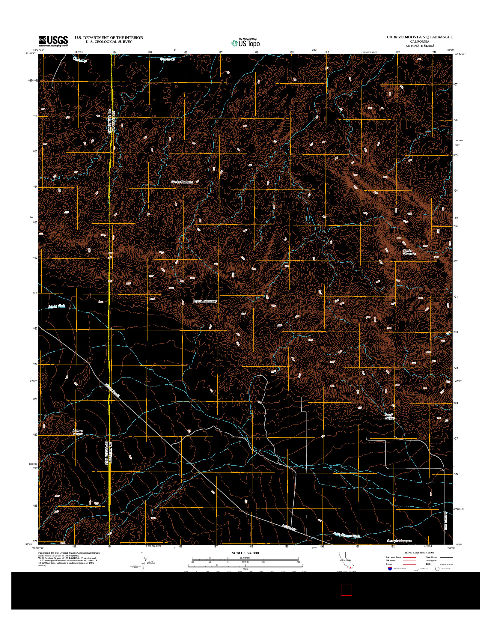 USGS US TOPO 7.5-MINUTE MAP FOR CARRIZO MOUNTAIN, CA 2012