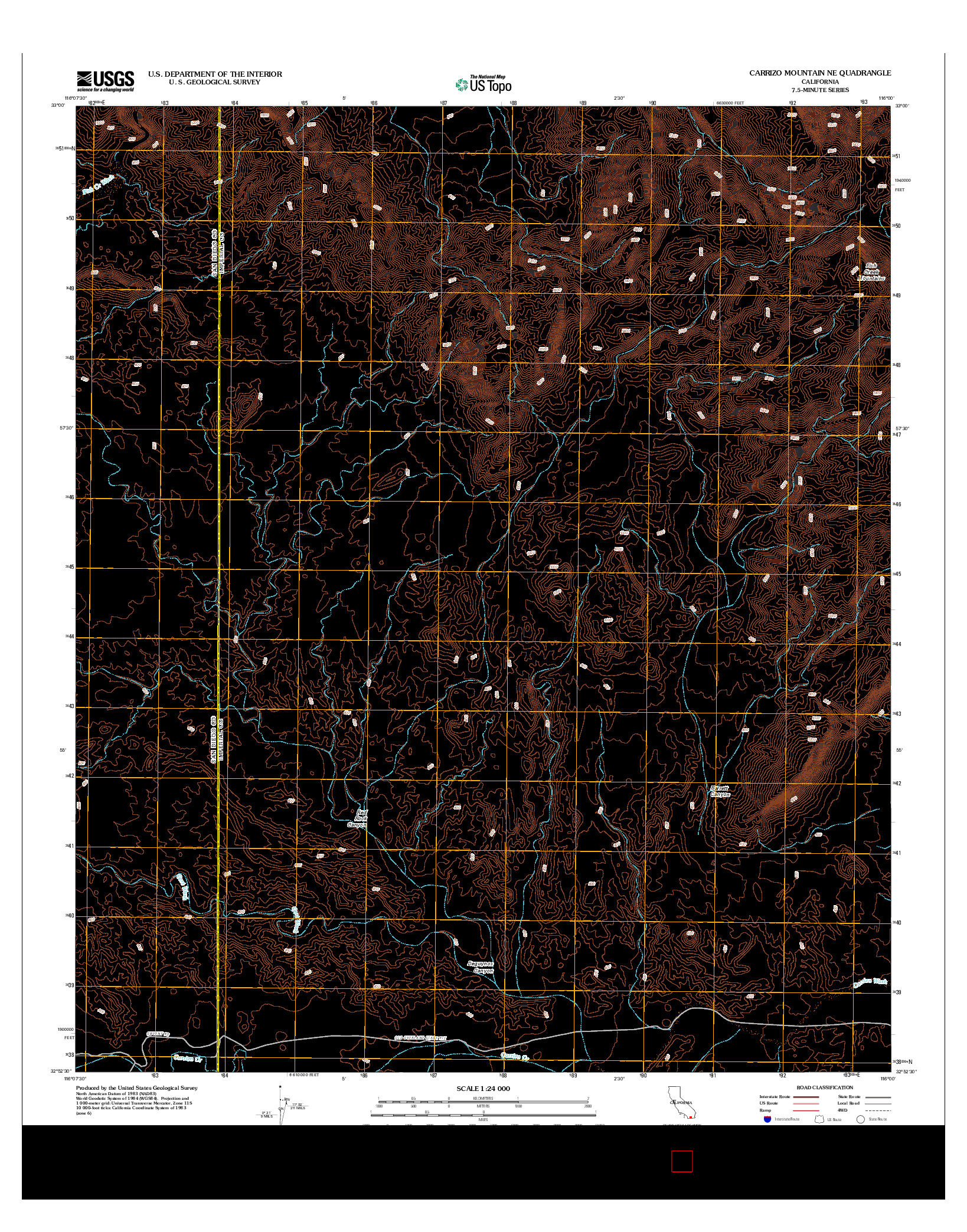 USGS US TOPO 7.5-MINUTE MAP FOR CARRIZO MOUNTAIN NE, CA 2012