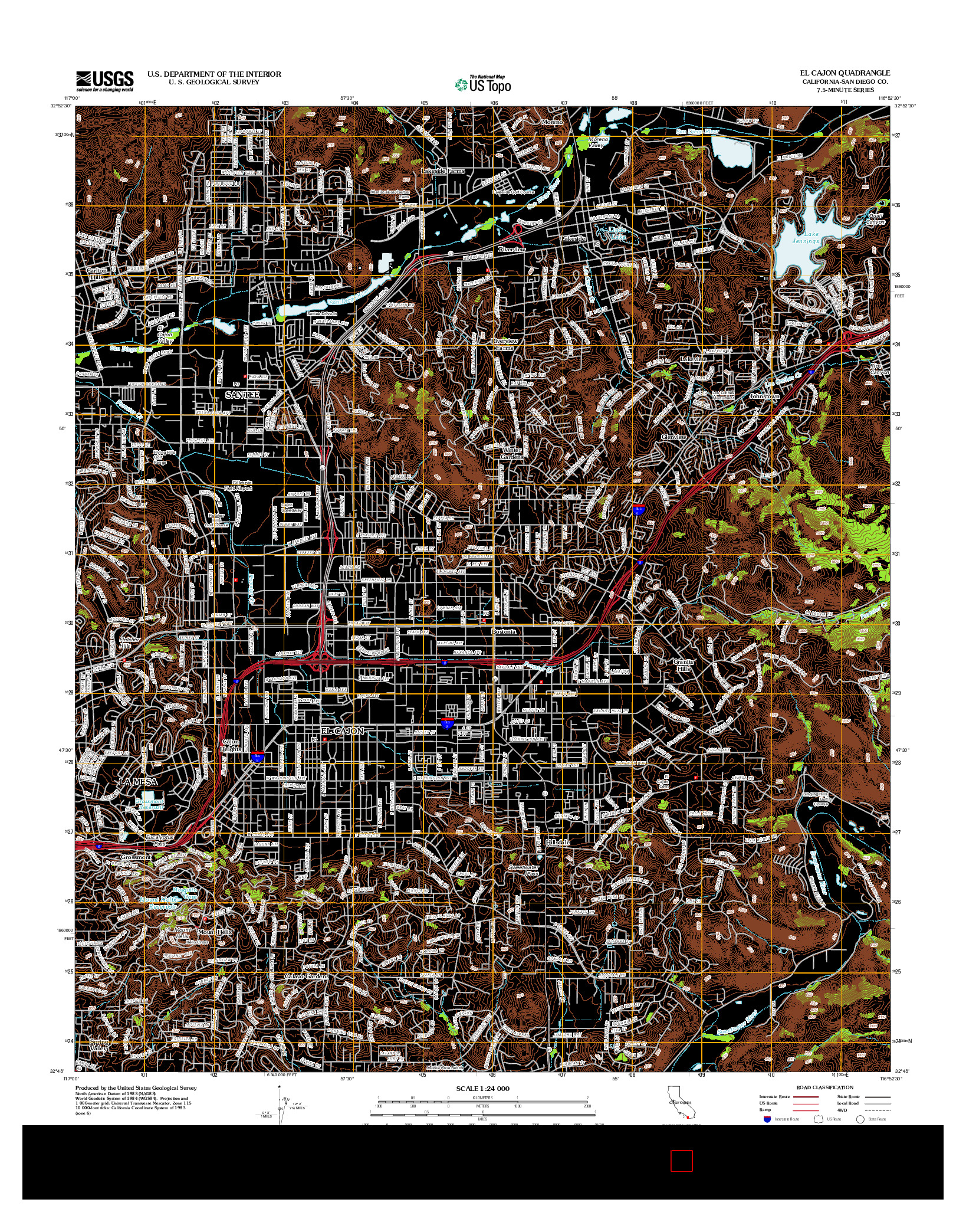 USGS US TOPO 7.5-MINUTE MAP FOR EL CAJON, CA 2012