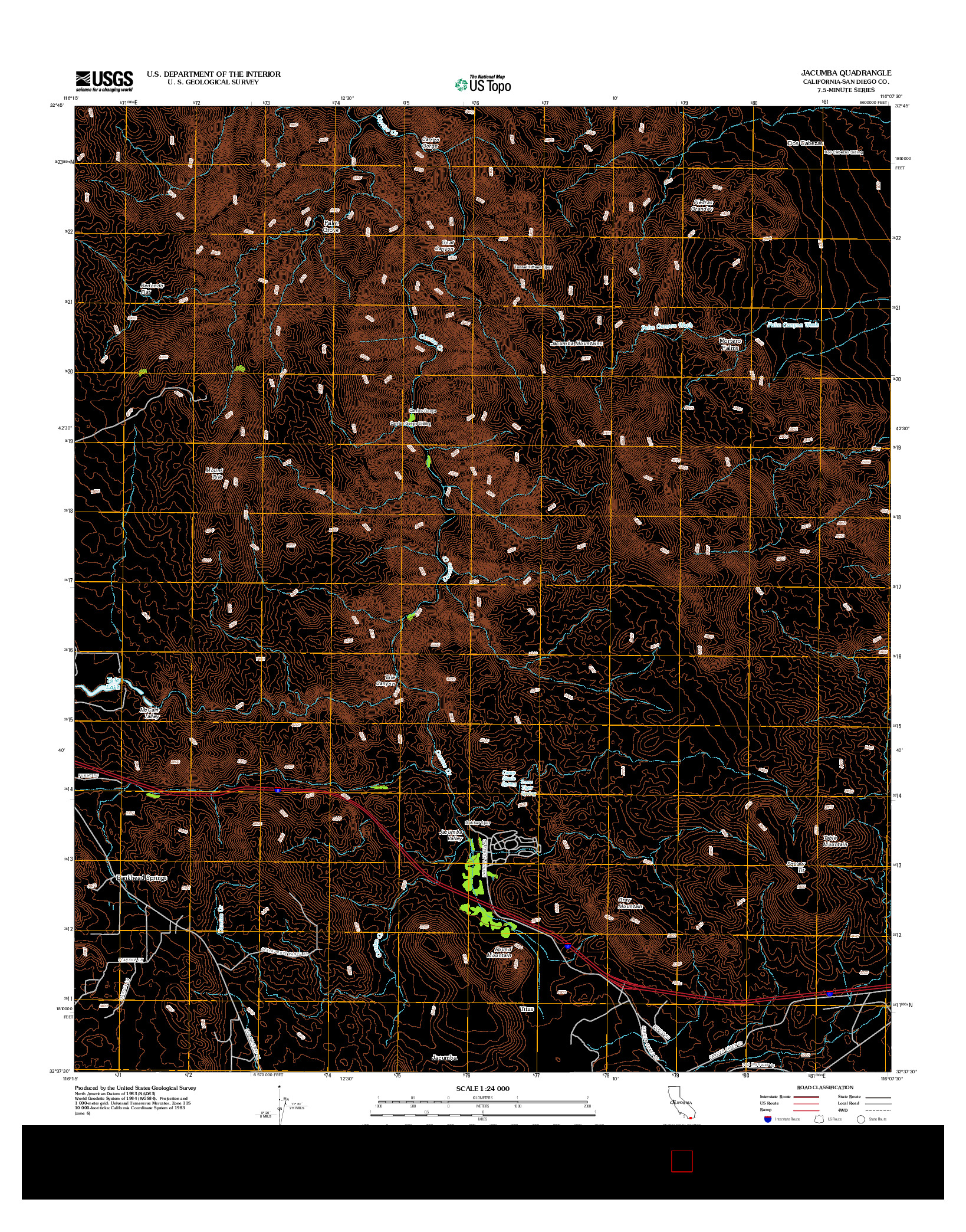 USGS US TOPO 7.5-MINUTE MAP FOR JACUMBA, CA 2012