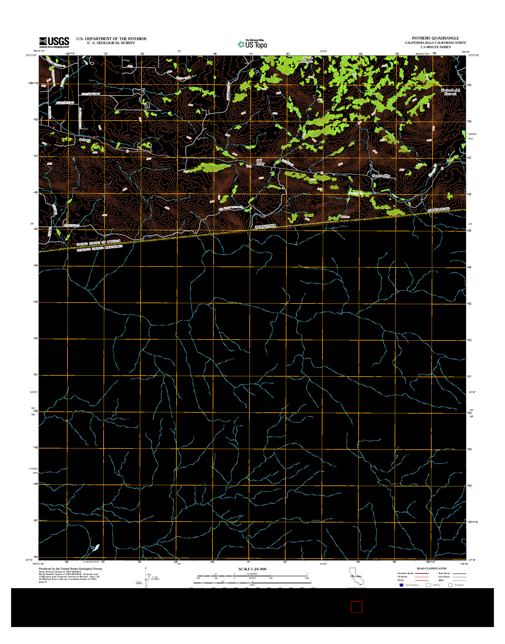 USGS US TOPO 7.5-MINUTE MAP FOR POTRERO, CA-BCN 2012