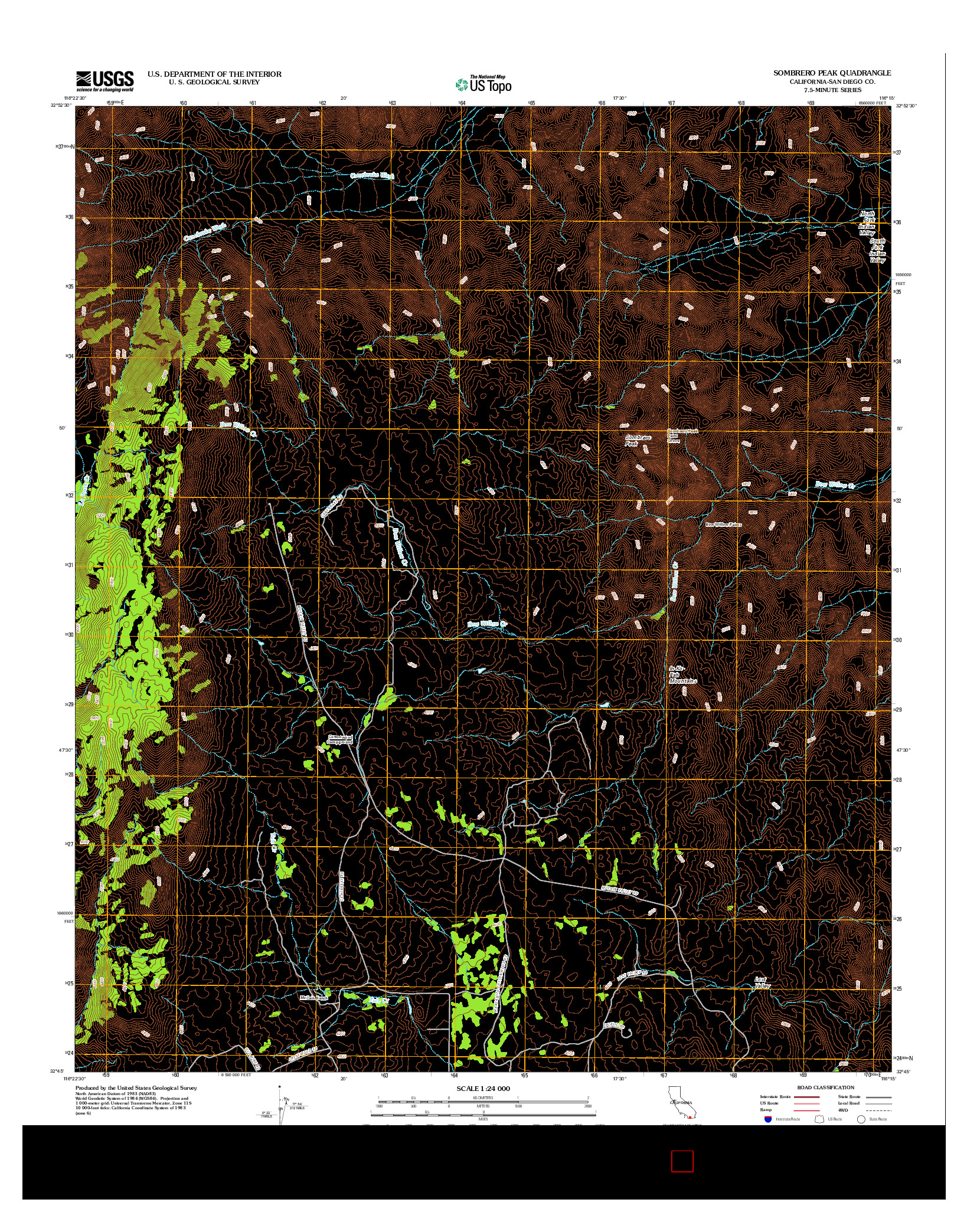 USGS US TOPO 7.5-MINUTE MAP FOR SOMBRERO PEAK, CA 2012