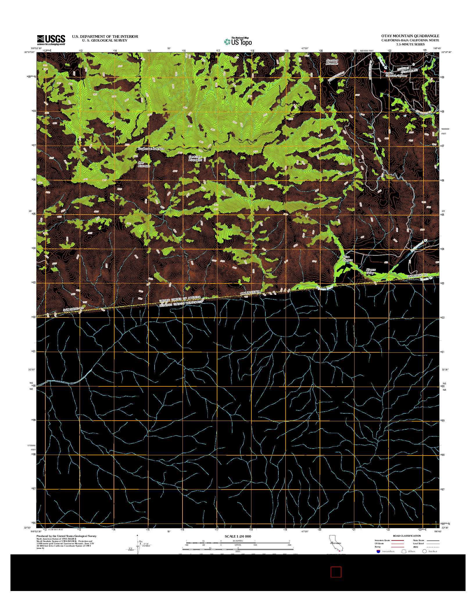 USGS US TOPO 7.5-MINUTE MAP FOR OTAY MOUNTAIN, CA-BCN 2012