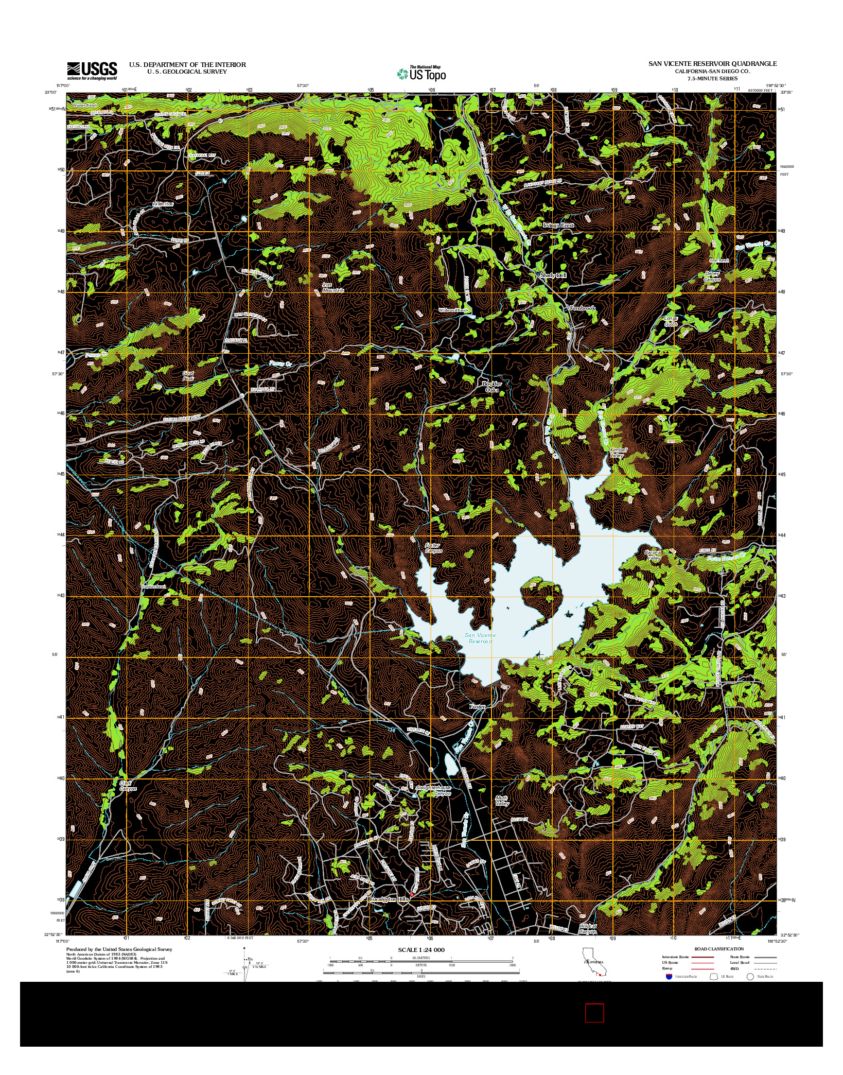 USGS US TOPO 7.5-MINUTE MAP FOR SAN VICENTE RESERVOIR, CA 2012