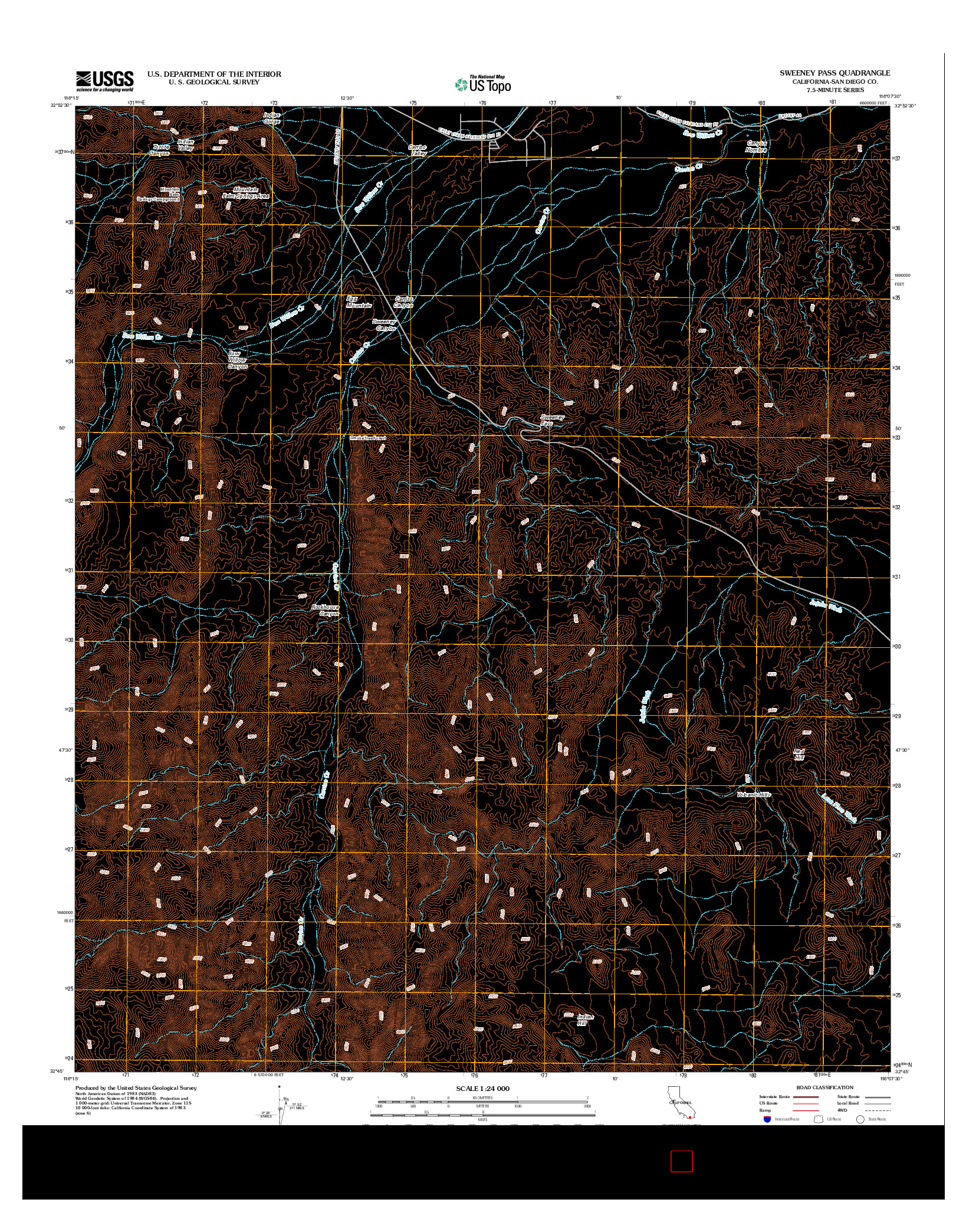 USGS US TOPO 7.5-MINUTE MAP FOR SWEENEY PASS, CA 2012