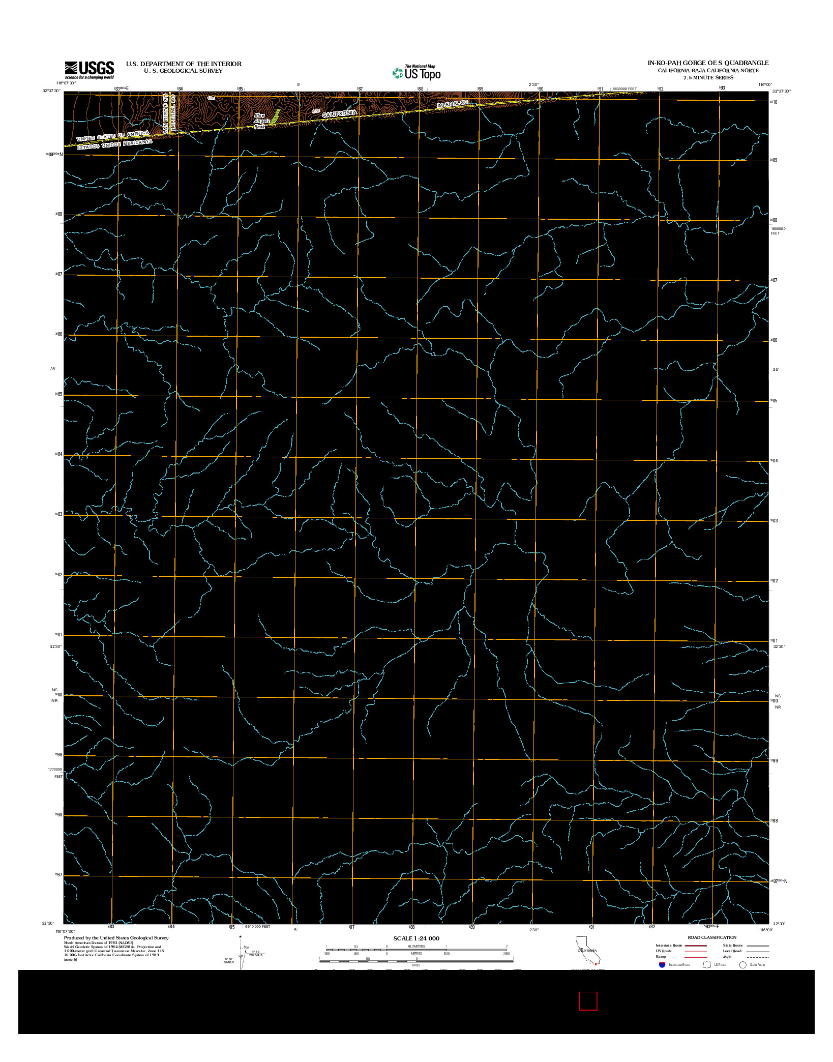 USGS US TOPO 7.5-MINUTE MAP FOR IN-KO-PAH GORGE OE S, CA-BCN 2012