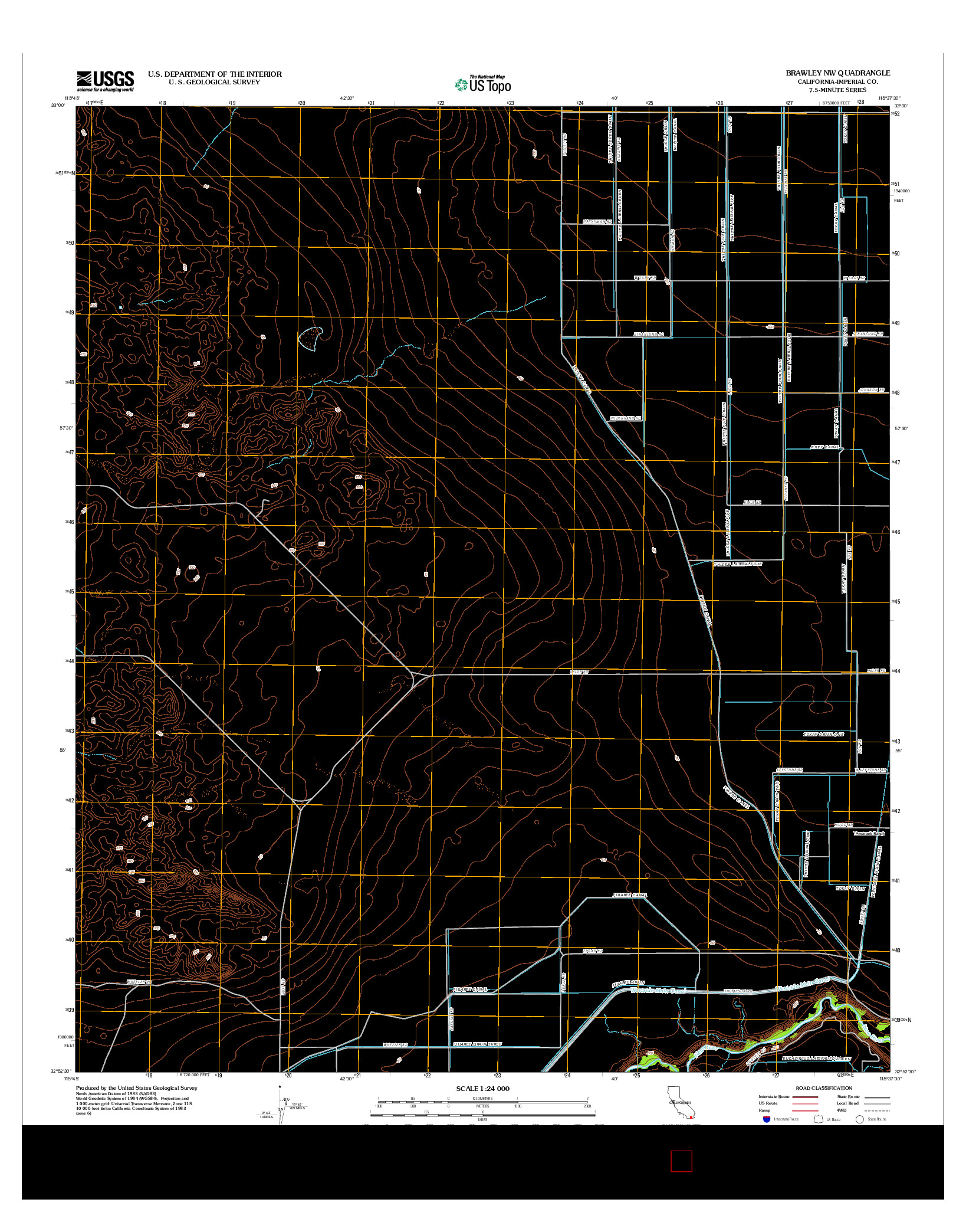 USGS US TOPO 7.5-MINUTE MAP FOR BRAWLEY NW, CA 2012