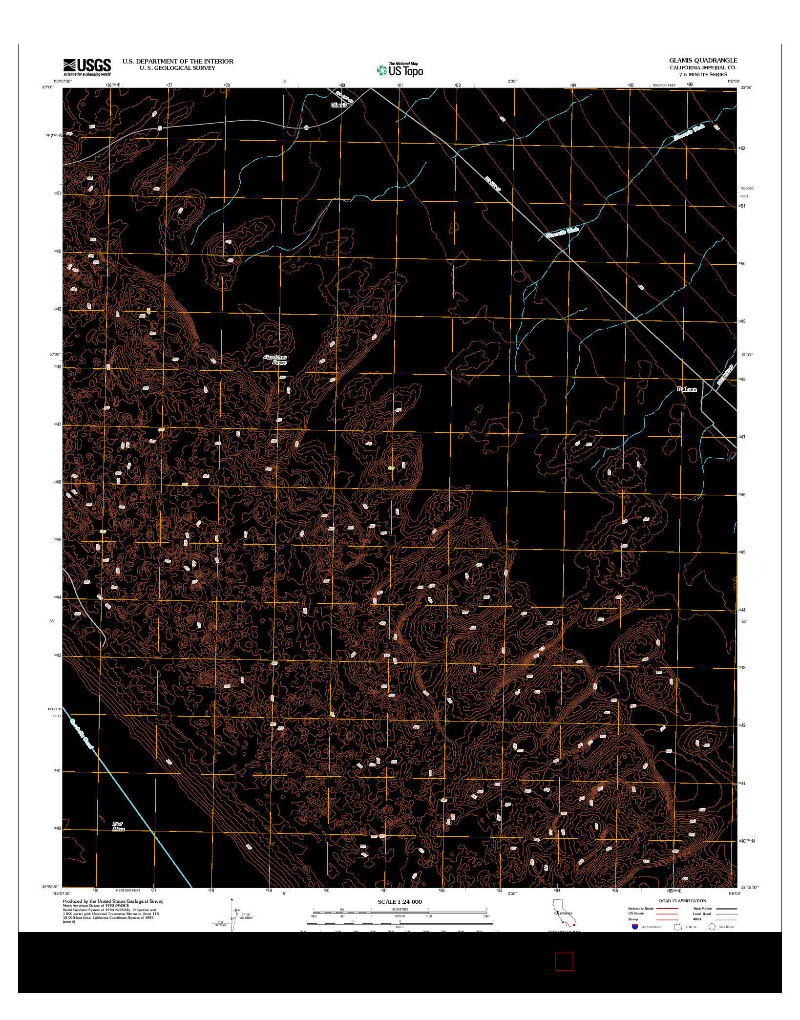USGS US TOPO 7.5-MINUTE MAP FOR GLAMIS, CA 2012