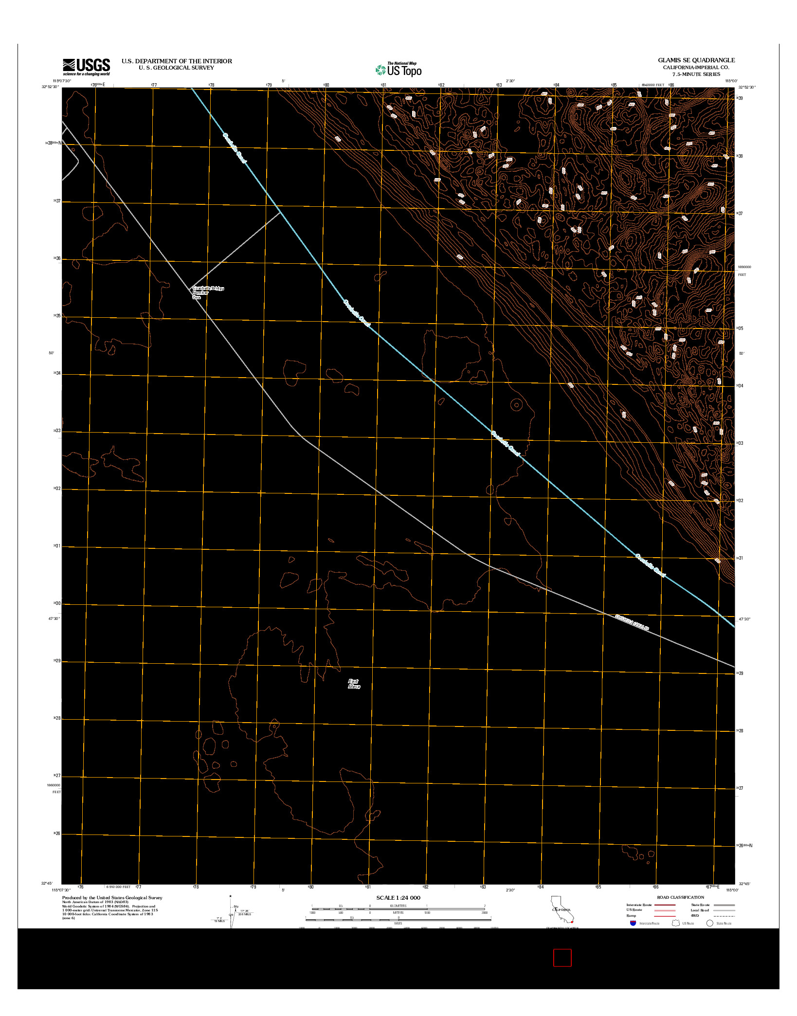 USGS US TOPO 7.5-MINUTE MAP FOR GLAMIS SE, CA 2012