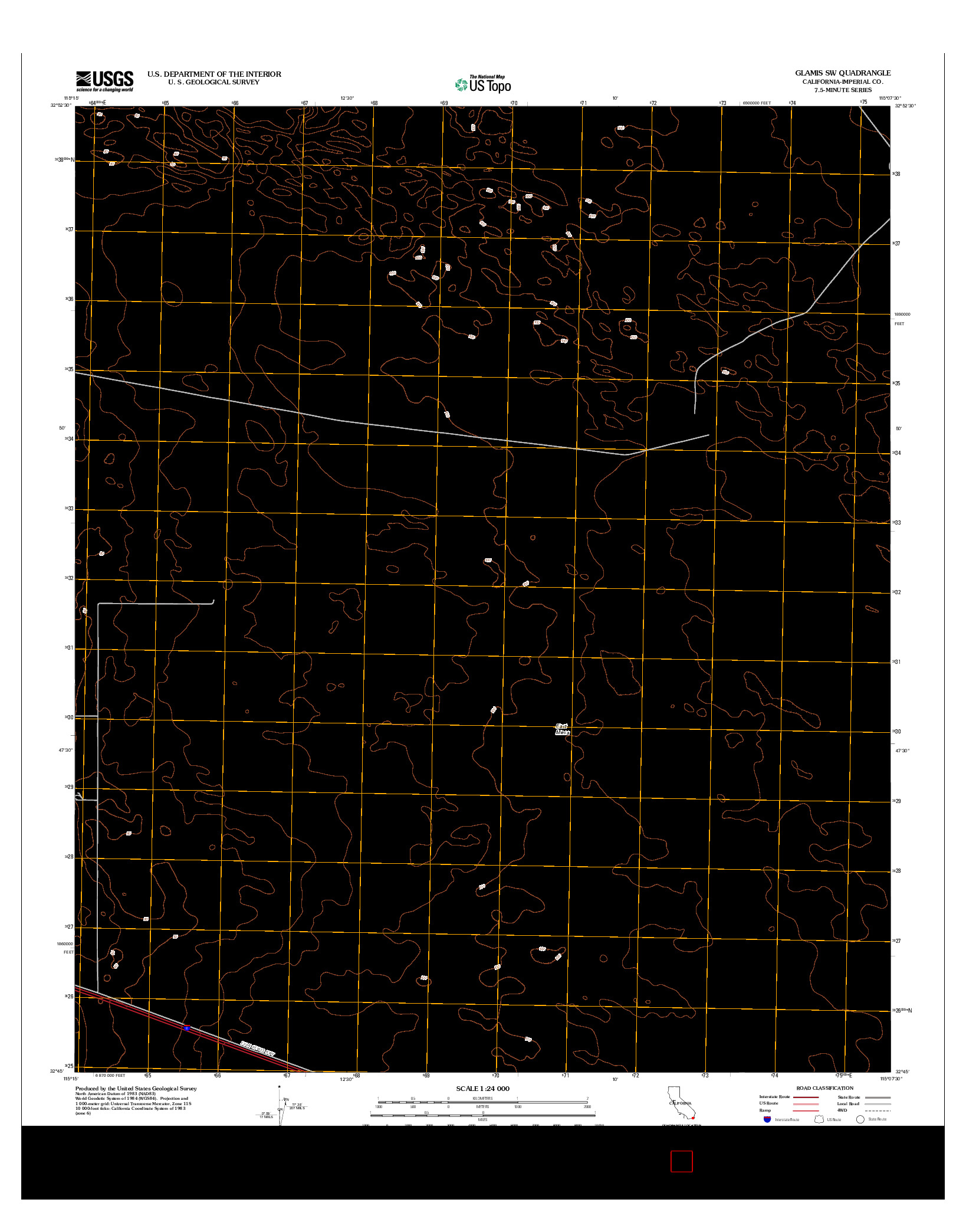 USGS US TOPO 7.5-MINUTE MAP FOR GLAMIS SW, CA 2012