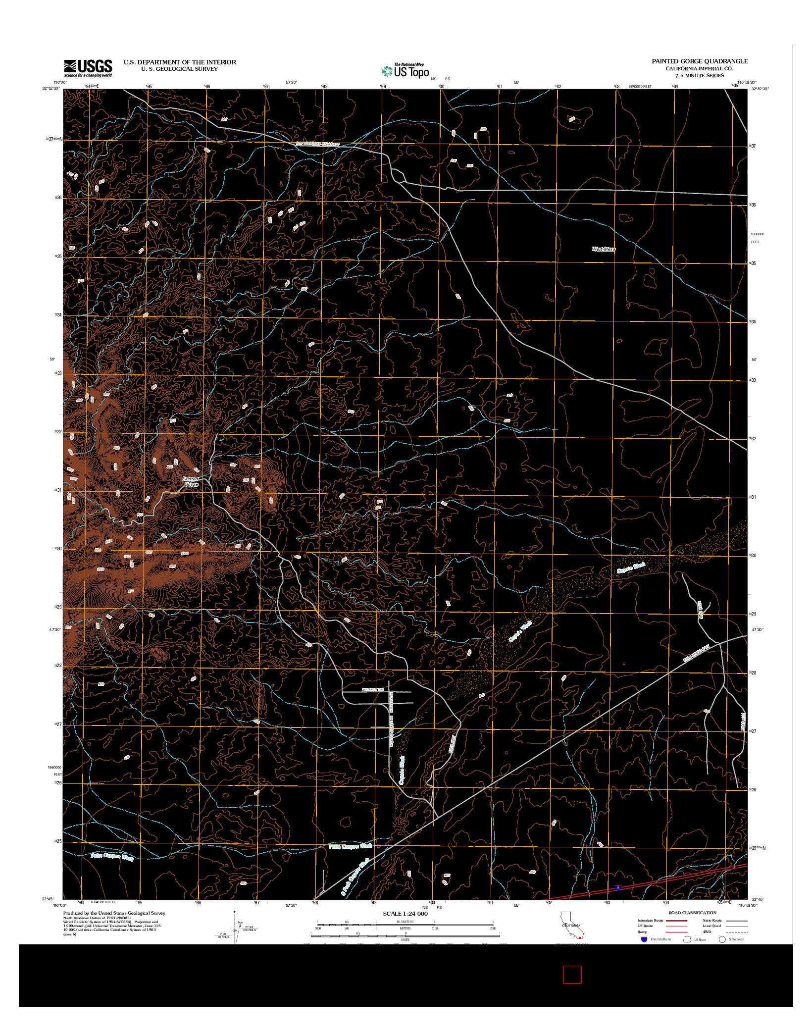 USGS US TOPO 7.5-MINUTE MAP FOR PAINTED GORGE, CA 2012