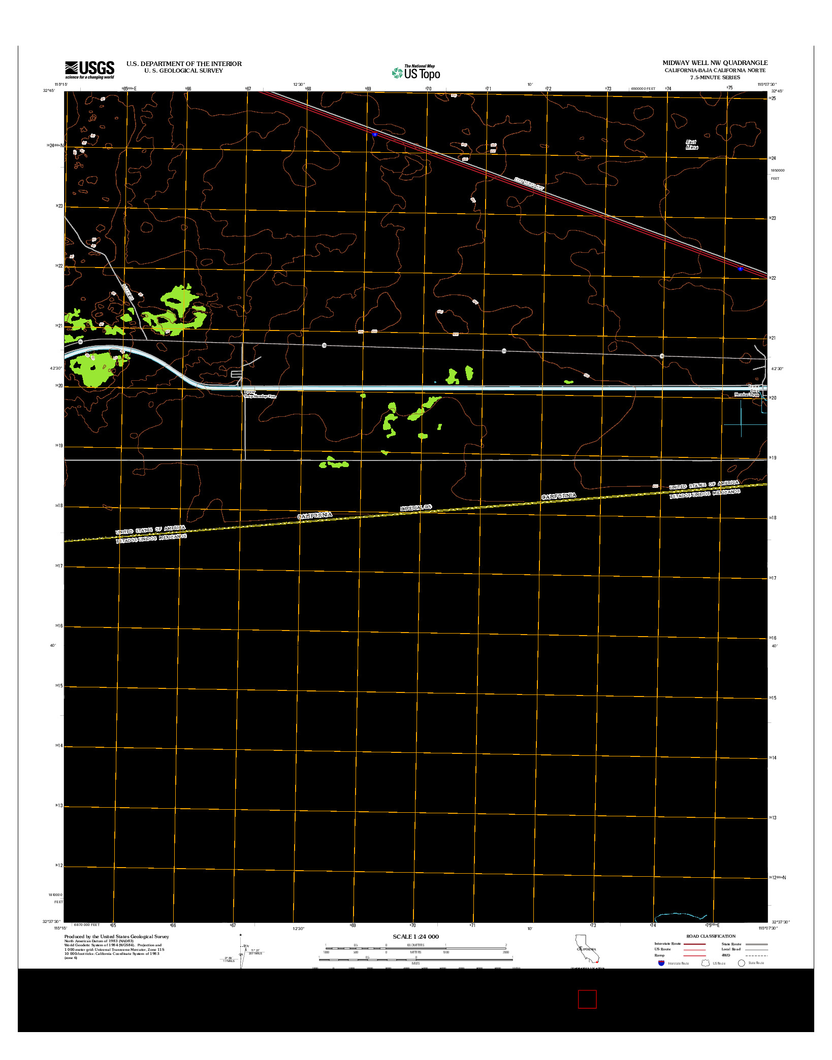 USGS US TOPO 7.5-MINUTE MAP FOR MIDWAY WELL NW, CA-BCN 2012